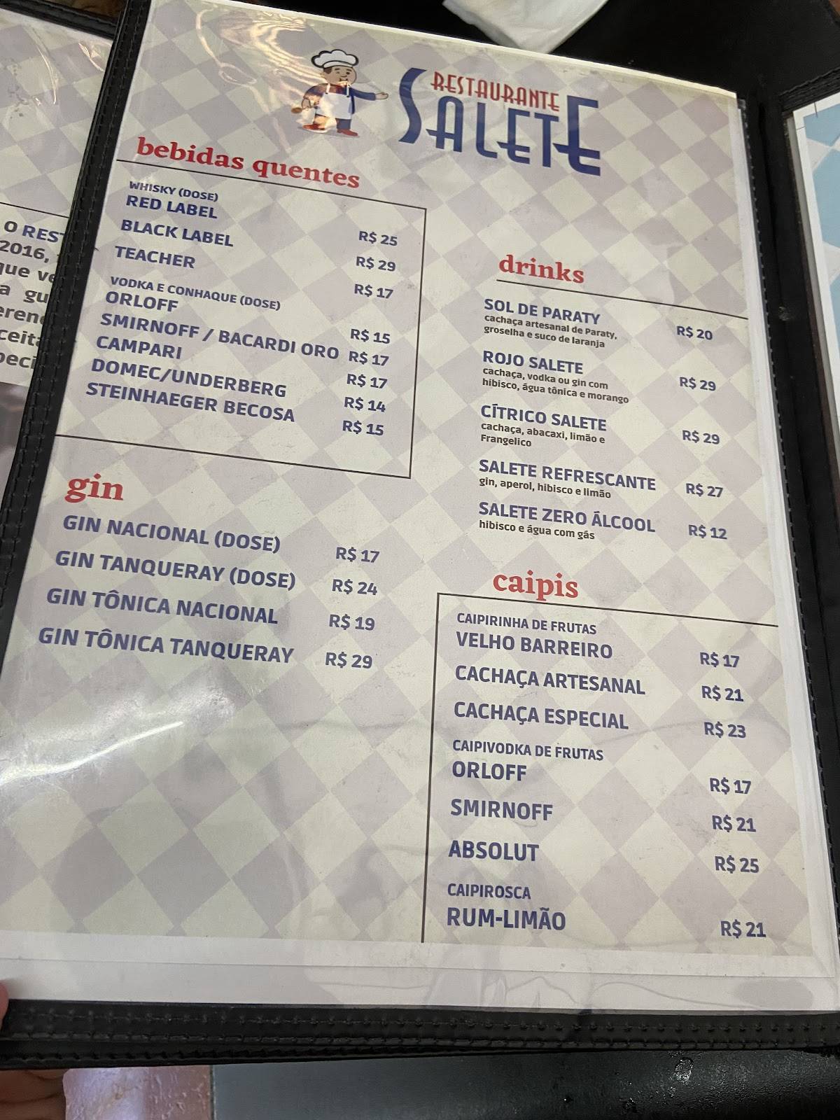 Restaurante Salete cardápio