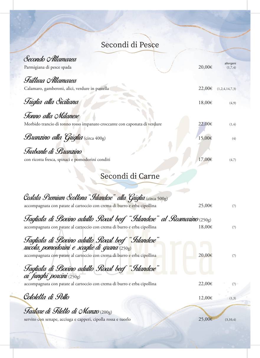 Menu di Ristorante Alta Marea 