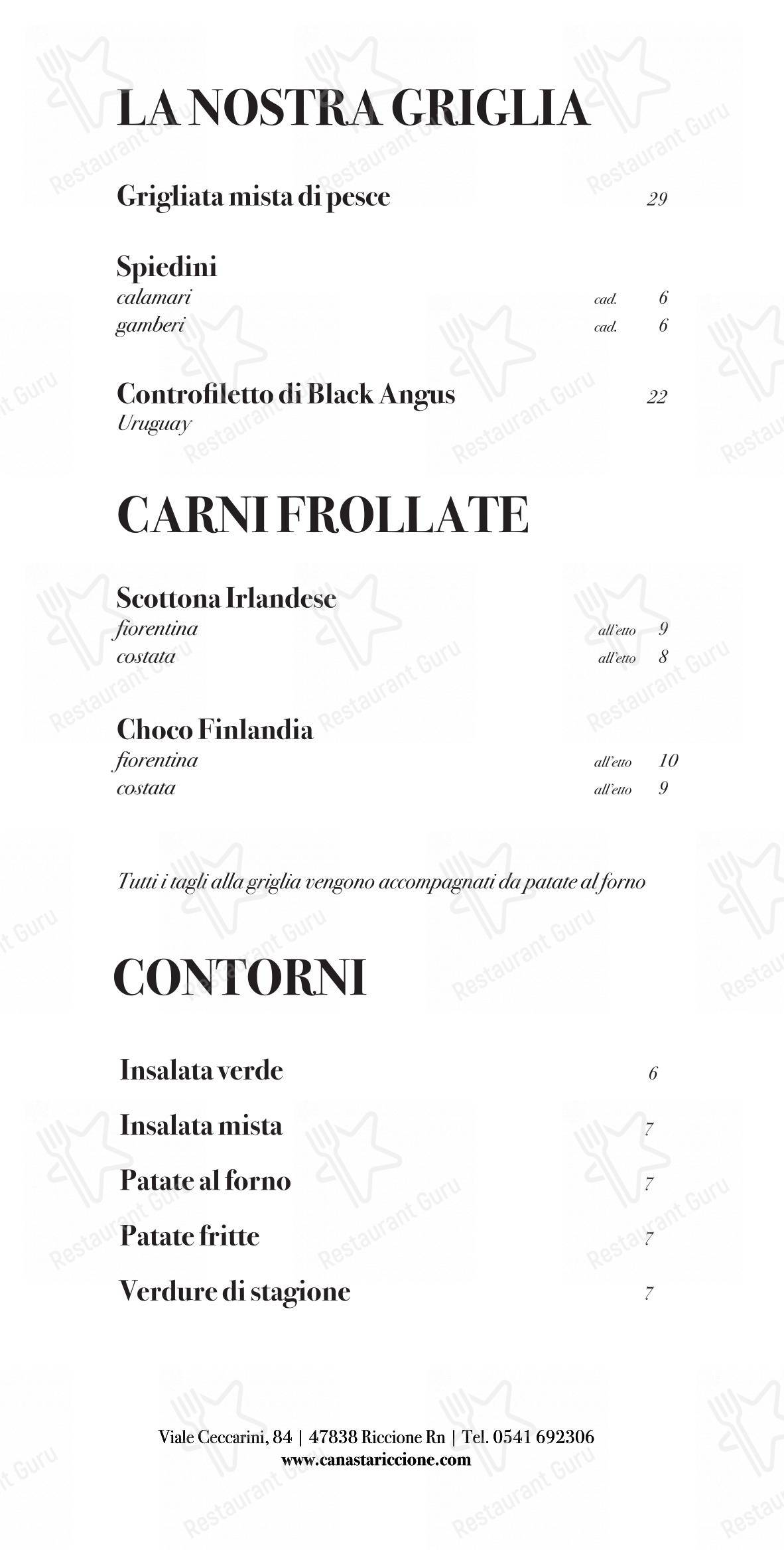 Menu per Ristorante Canasta Riccione in Riccione