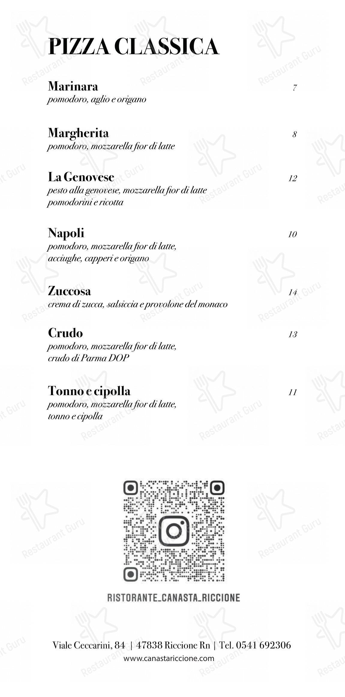 Ristorante Canasta Riccione in Riccione - Основное меню