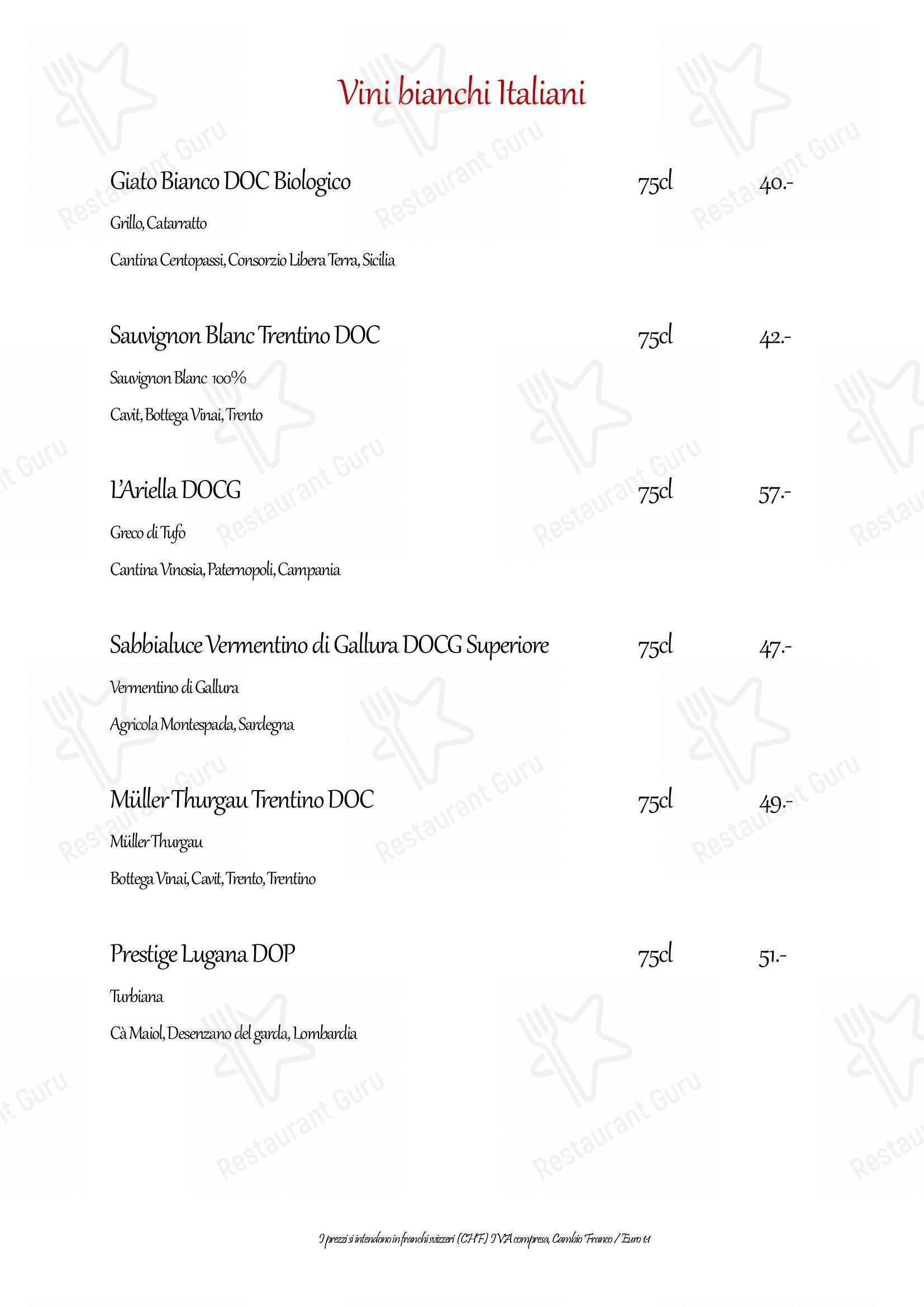 Ristorante Casa del Popolo in Bellinzona - 菜单