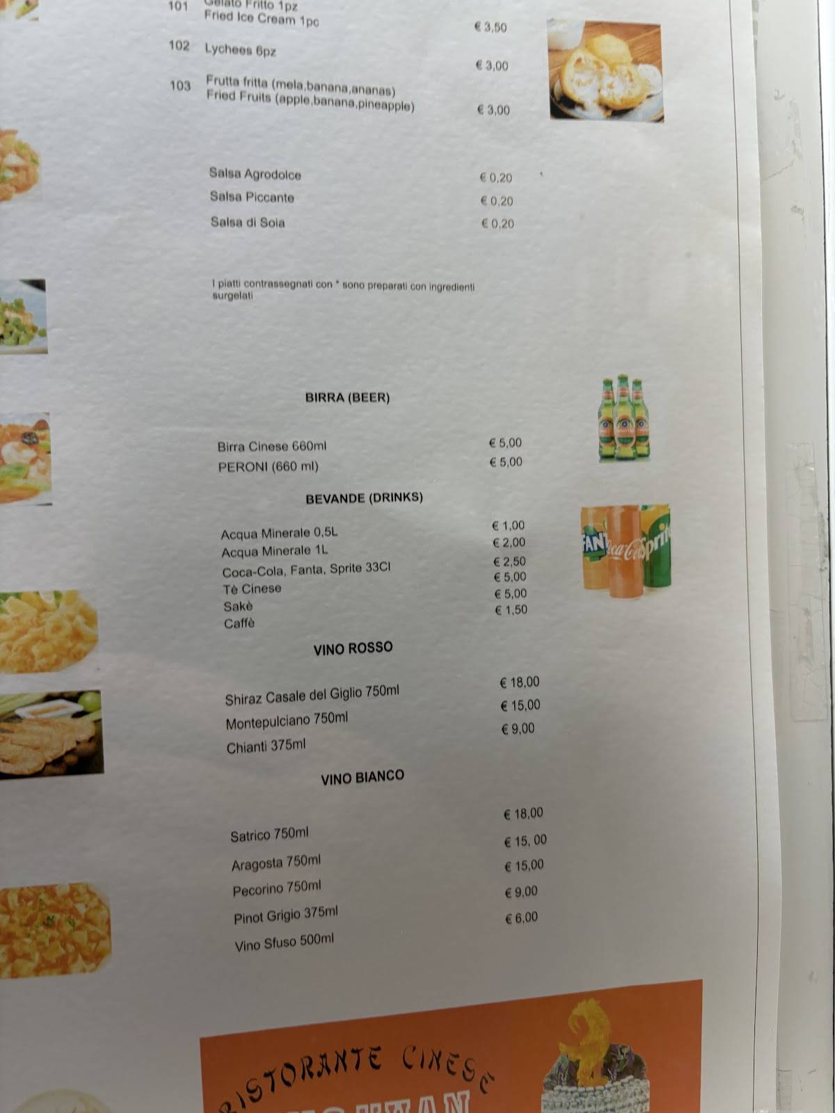 Menu de Ristorante Cinese Jing Yuan