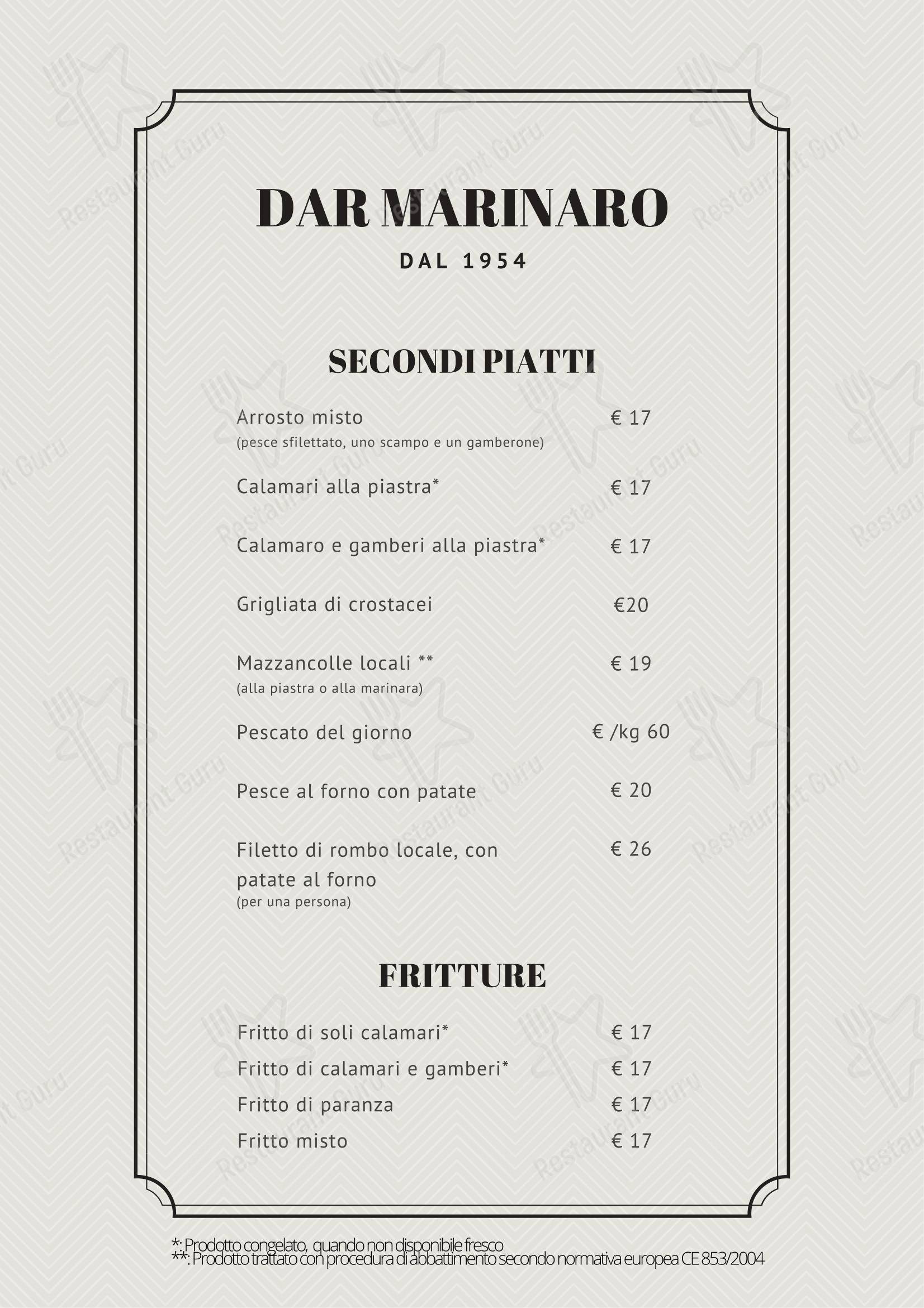 Menu per Ristorante Dar Marinaro pub & bar