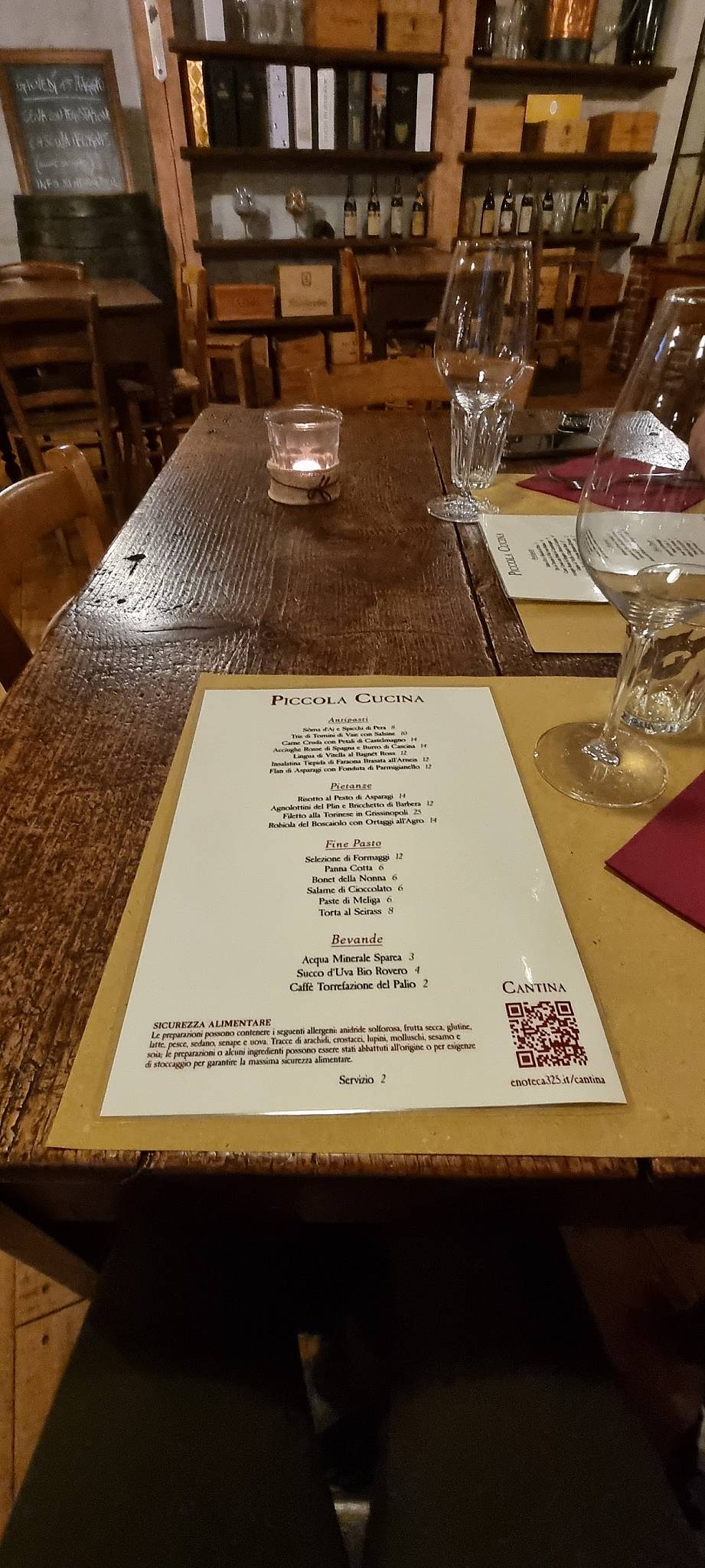 Menu di Ristorante Enoteca 325 