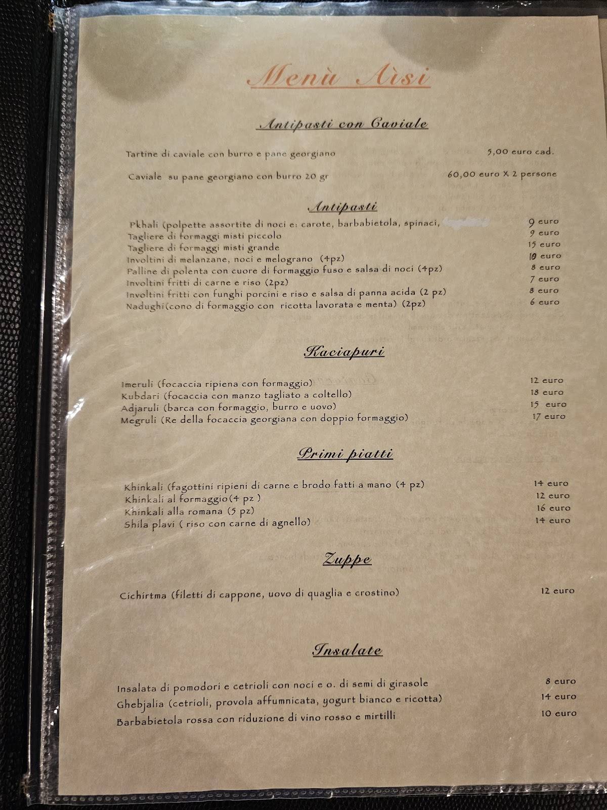 Menu di Ristorante Georgiano Aisi 