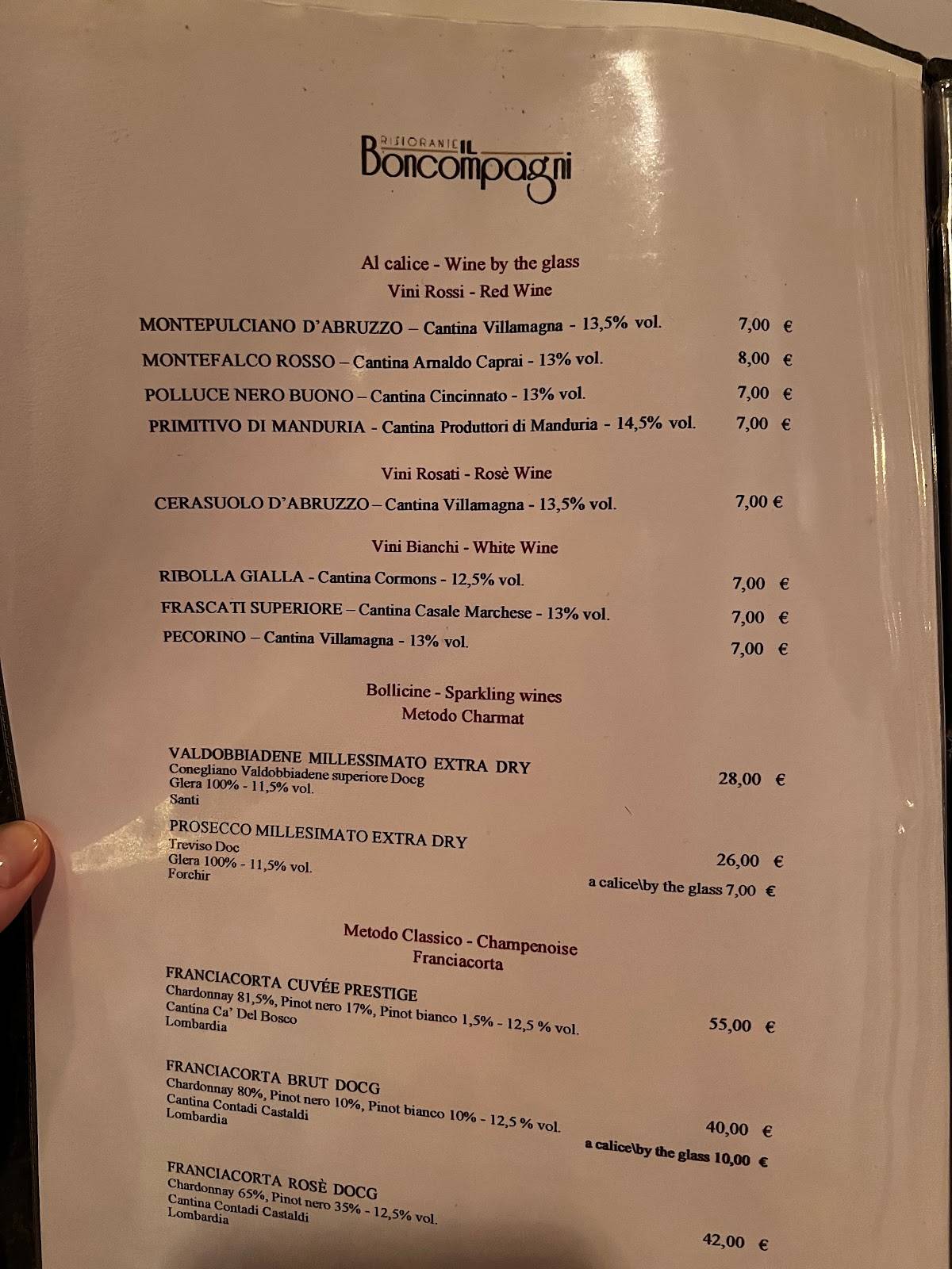 Menu di Ristorante Il Boncompagni 