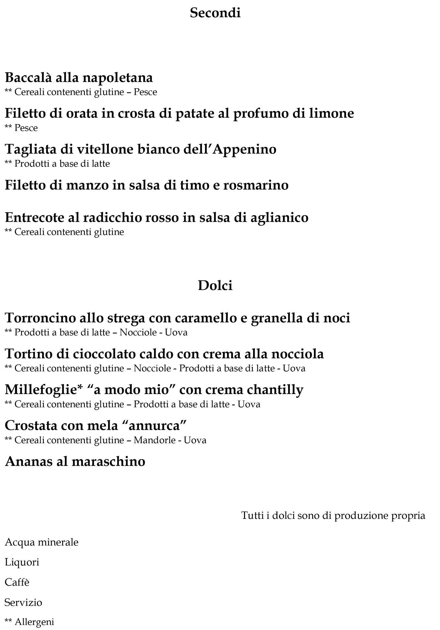 Menu di Ristorante Il Generale 