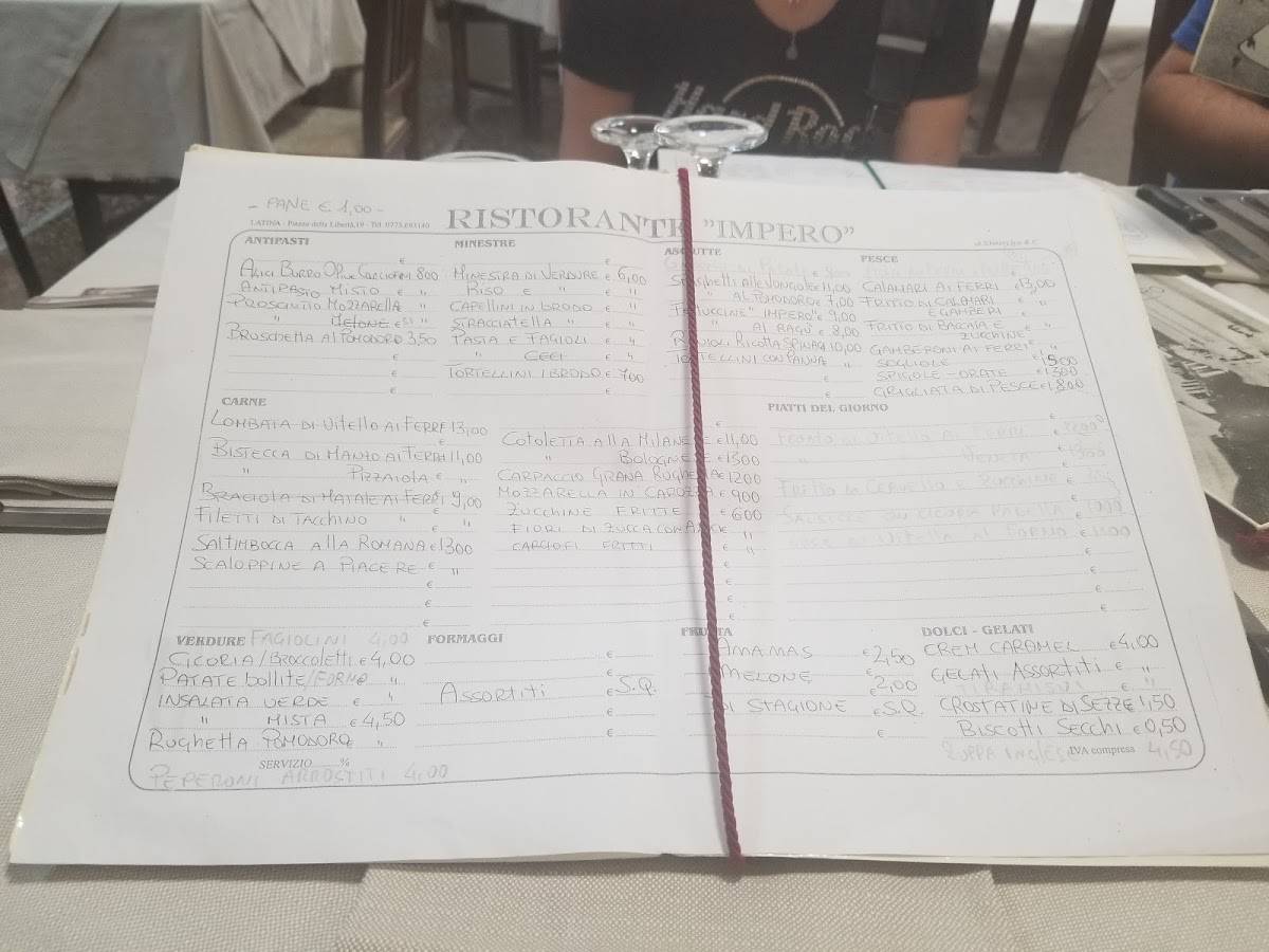 Menu di Ristorante Impero 
