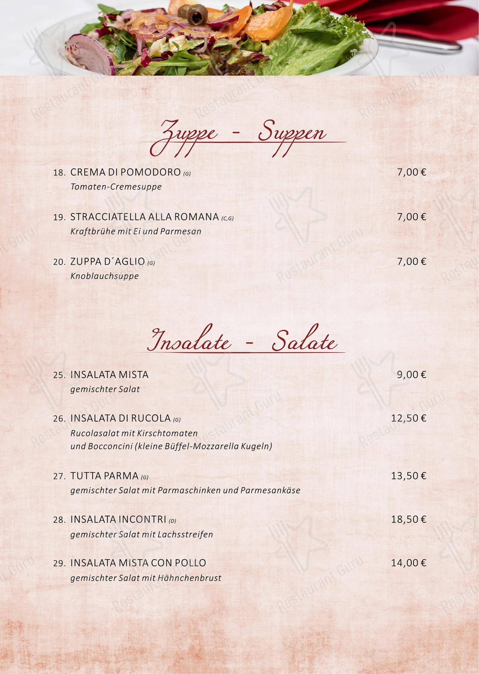 Menu pour Ristorante Incontri restaurant