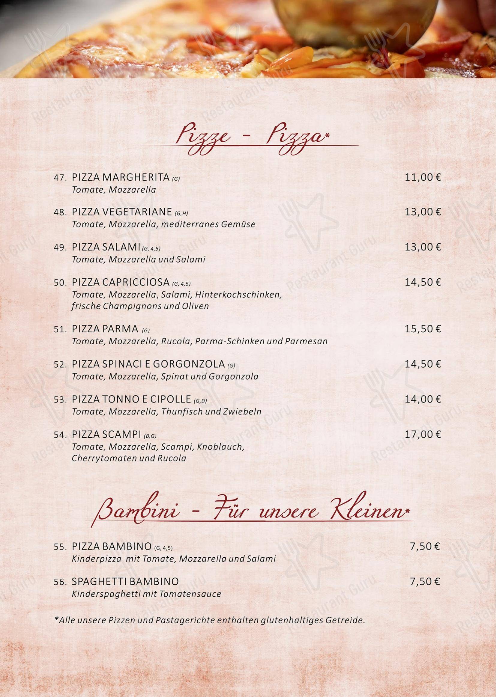 Menu pour Ristorante Incontri restaurant