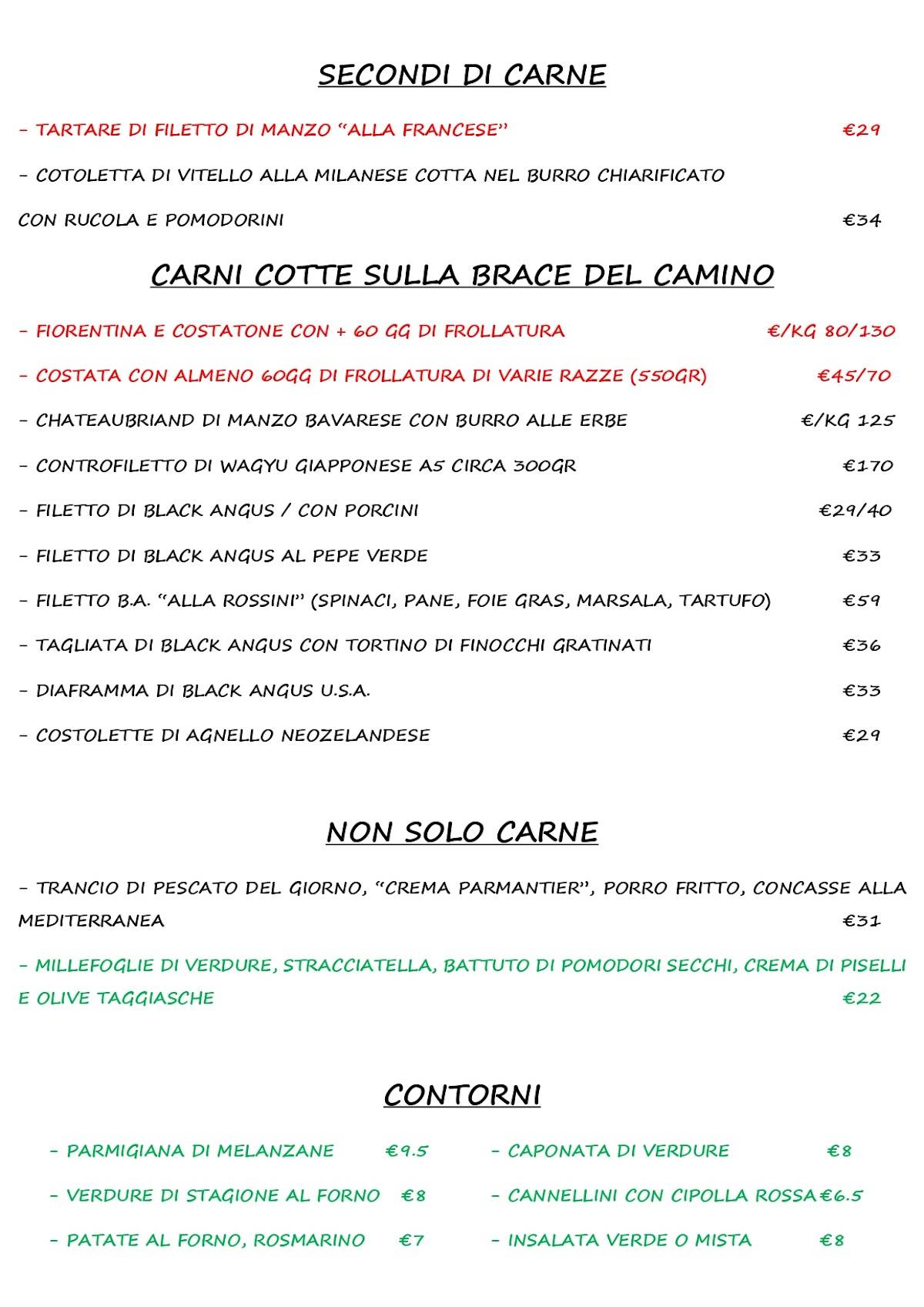 L’Antica Trattoria menu