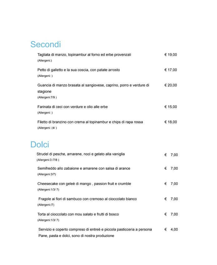Menu di Ristorante L’Infinito 