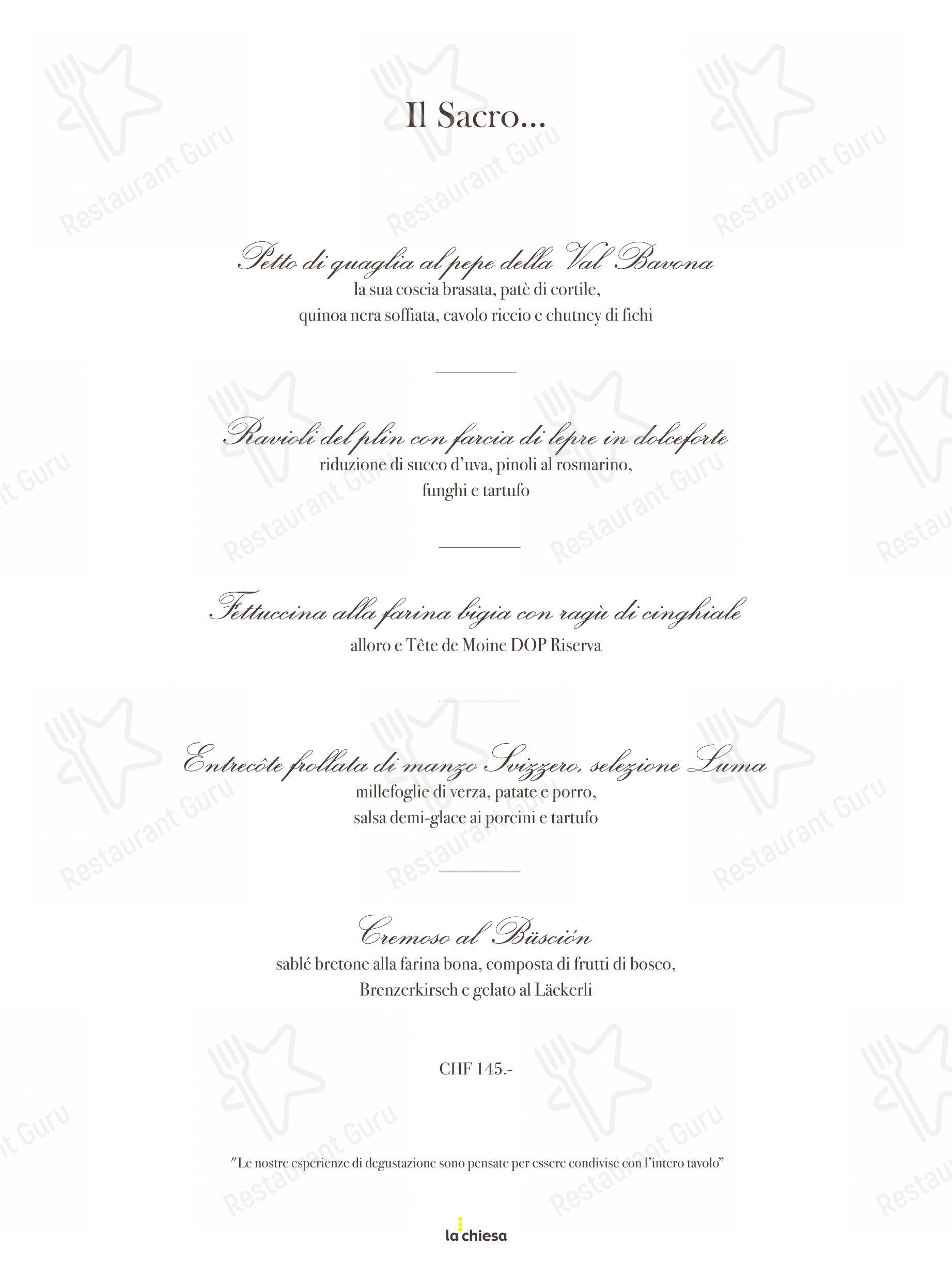 Ristorante La Chiesa in Locarno - Menu