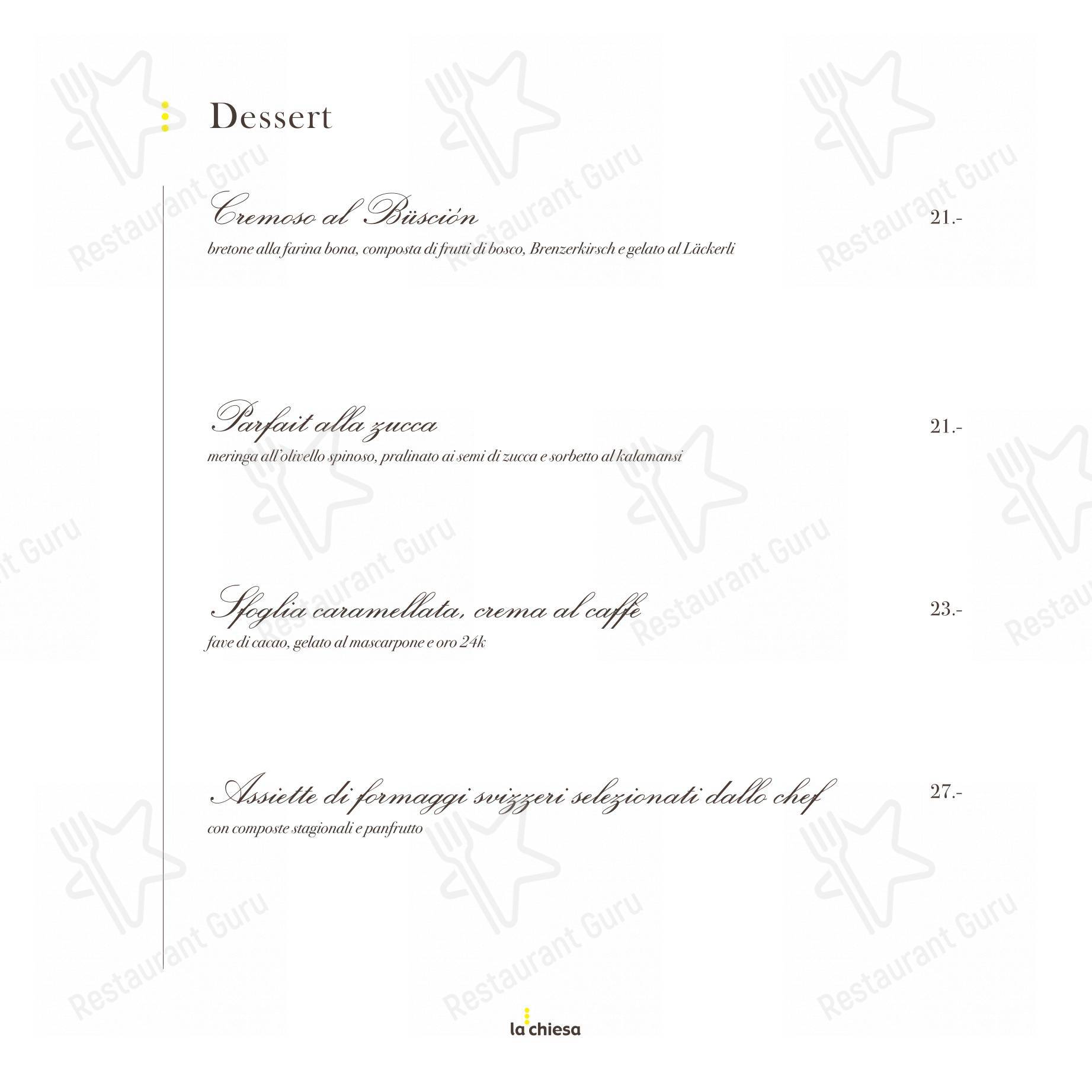Ristorante La Chiesa in Locarno - Menu