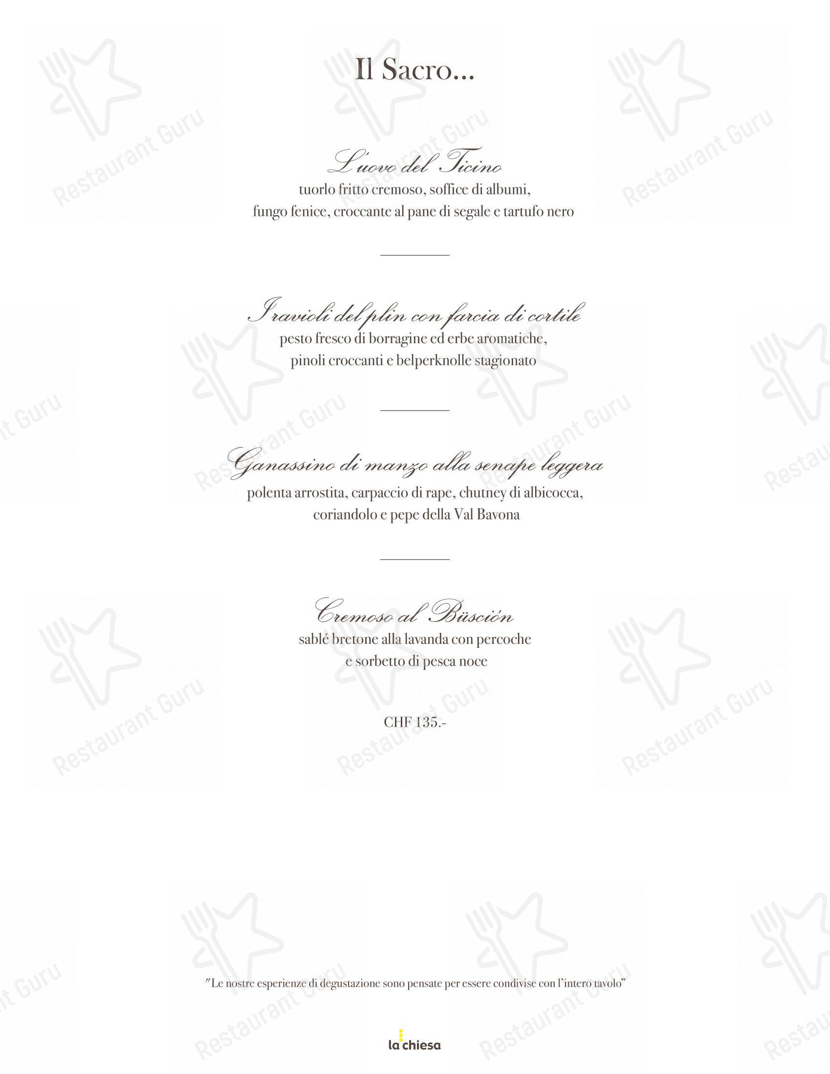 Menu di Ristorante La Chiesa - 菜单