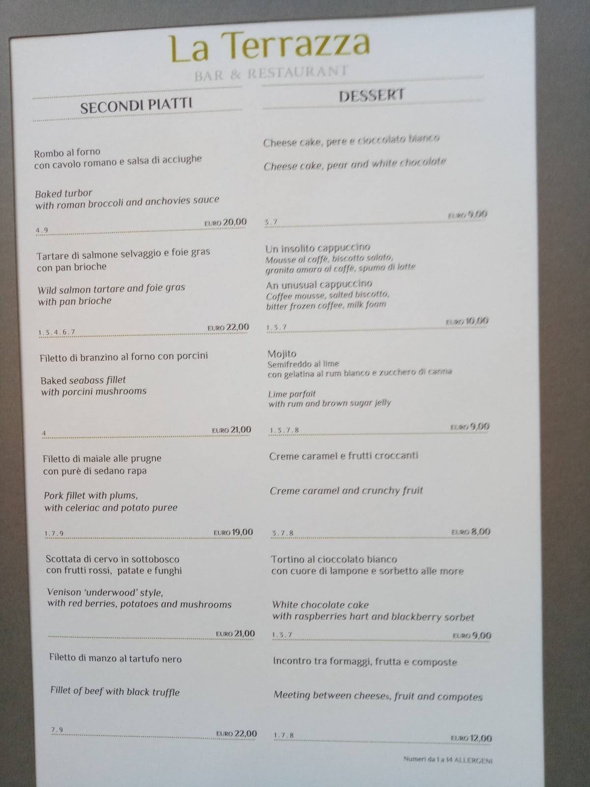 Menu di Ristorante "La Terrazza" 