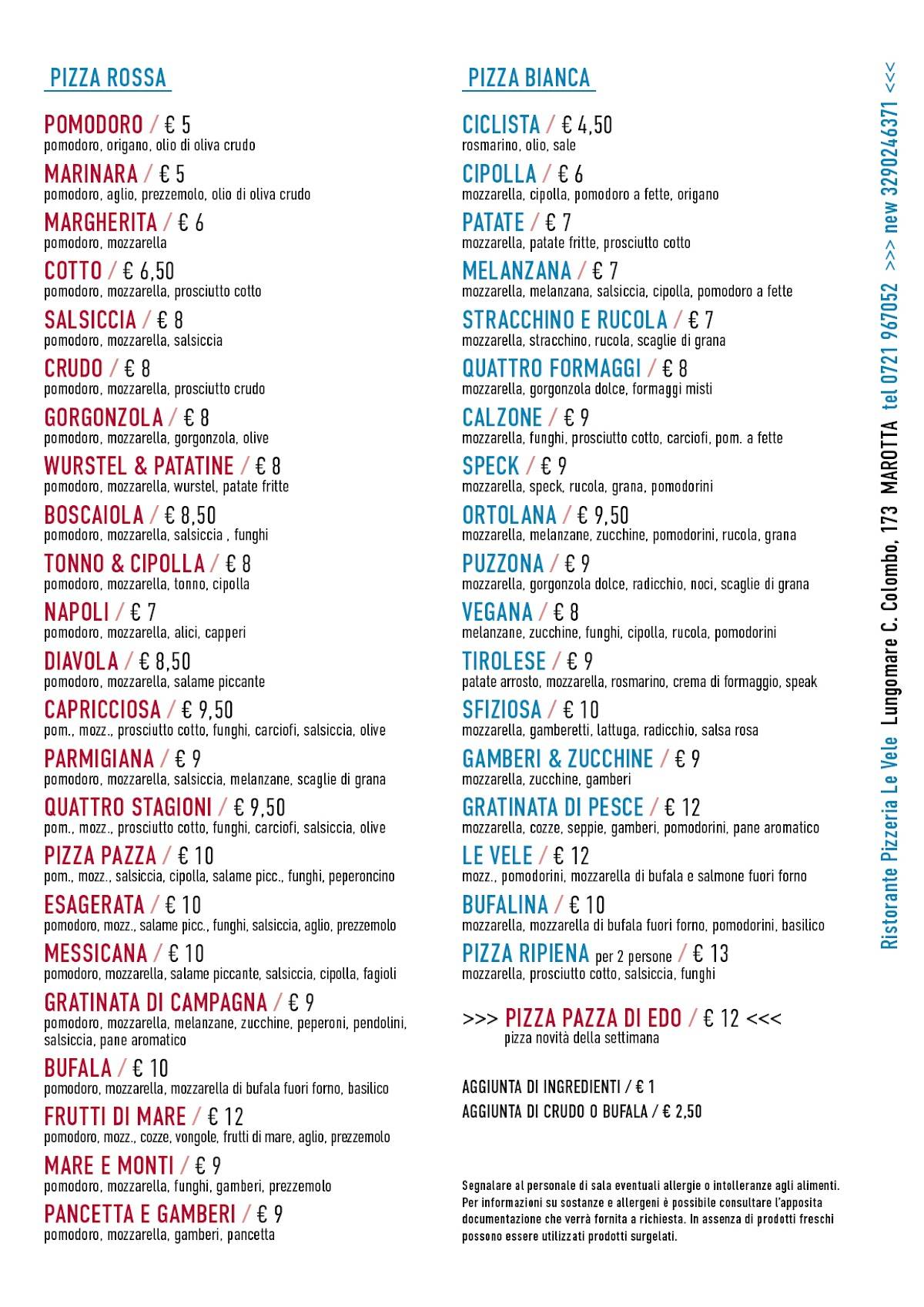 Menu di Ristorante Le Vele 