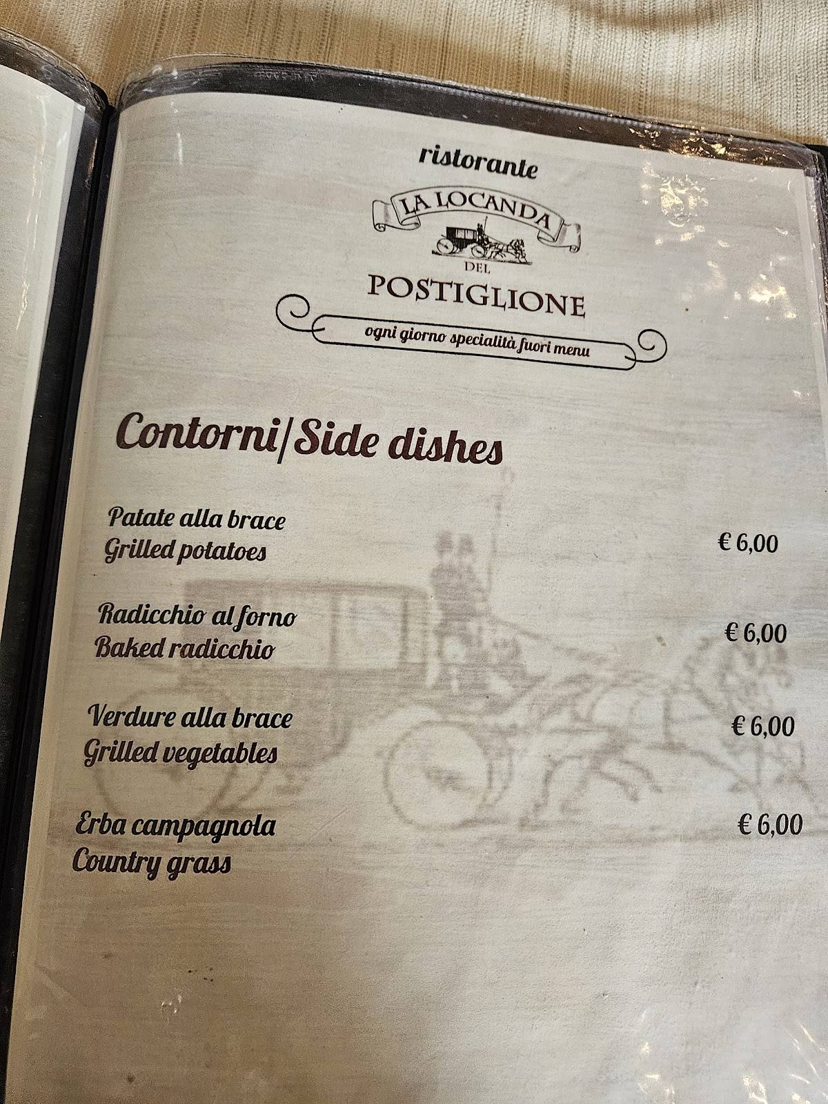 Menu di Ristorante La Locanda del Postiglione 