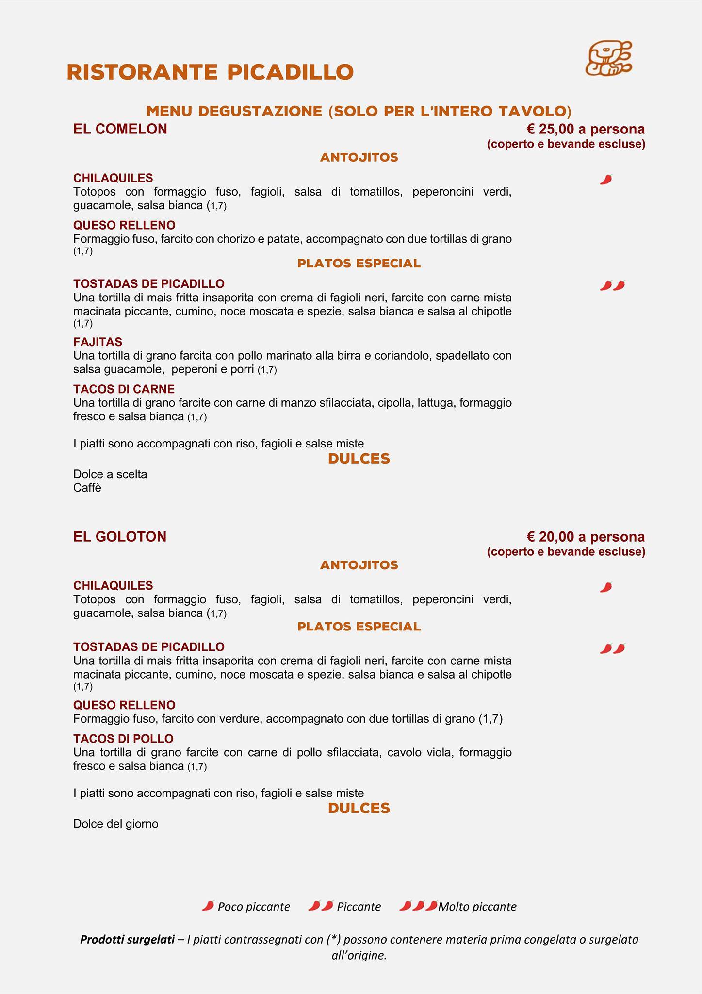 Menu di Ristorante Messicano Picadillo 