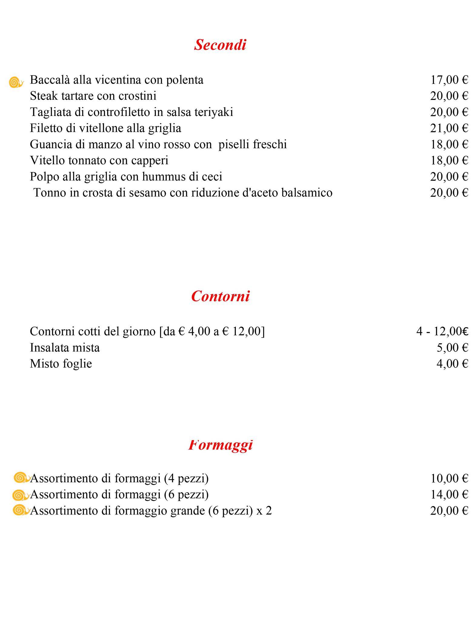 Menu di Ristorante Moro 