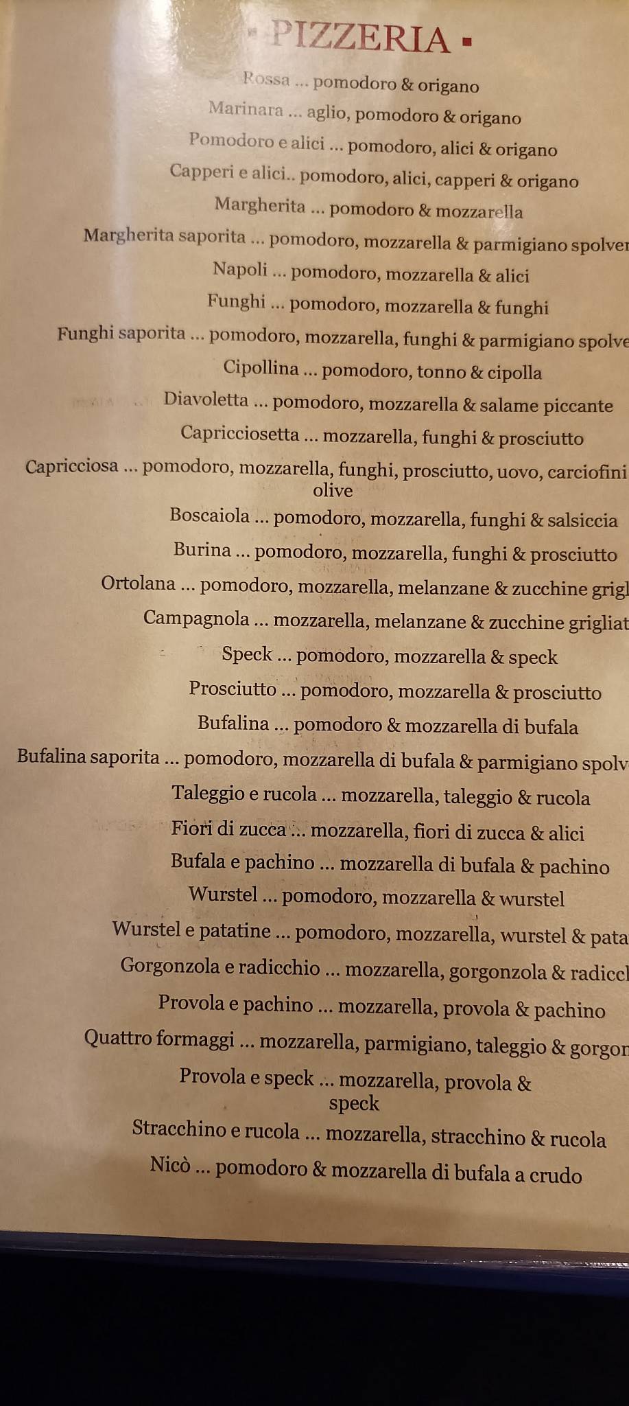 Menu di Ristorante Nicò 
