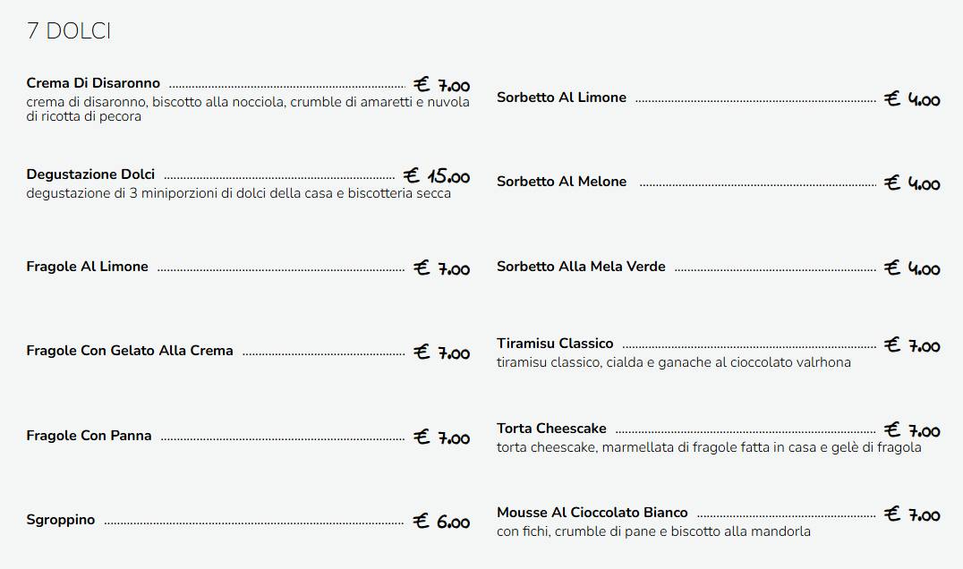 Menu di Papeete Beach - Ristorante e bar Ladispoli 