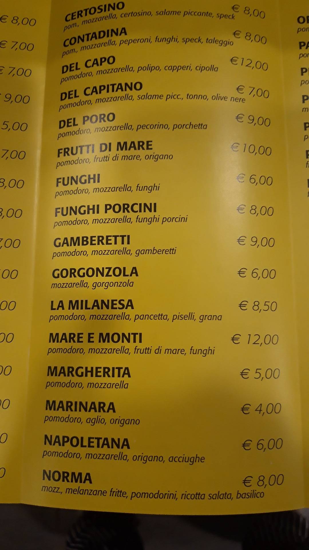 Menu di Ristorante Pizzeria Cadorna 