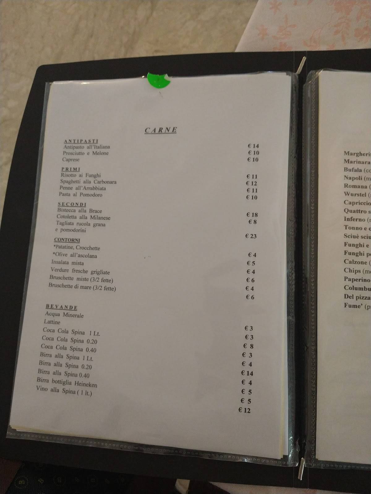 Menu di Ristorante Pizzeria Columbus 
