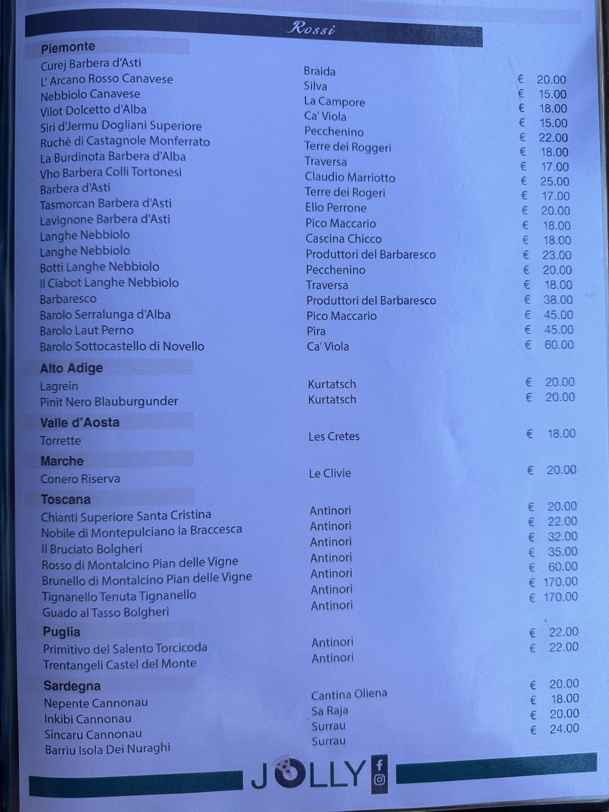 Menu di Ristorante Pizzeria Jolly 