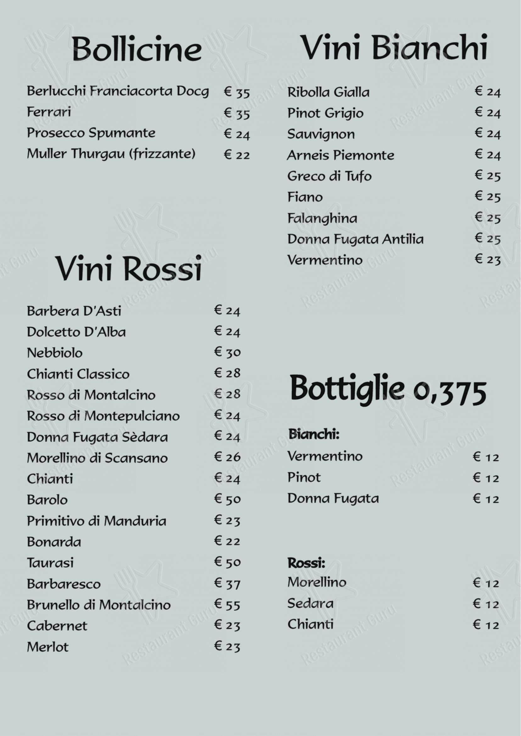 Ristorante Pizzeria La Ragazza in Milano - Menu bar