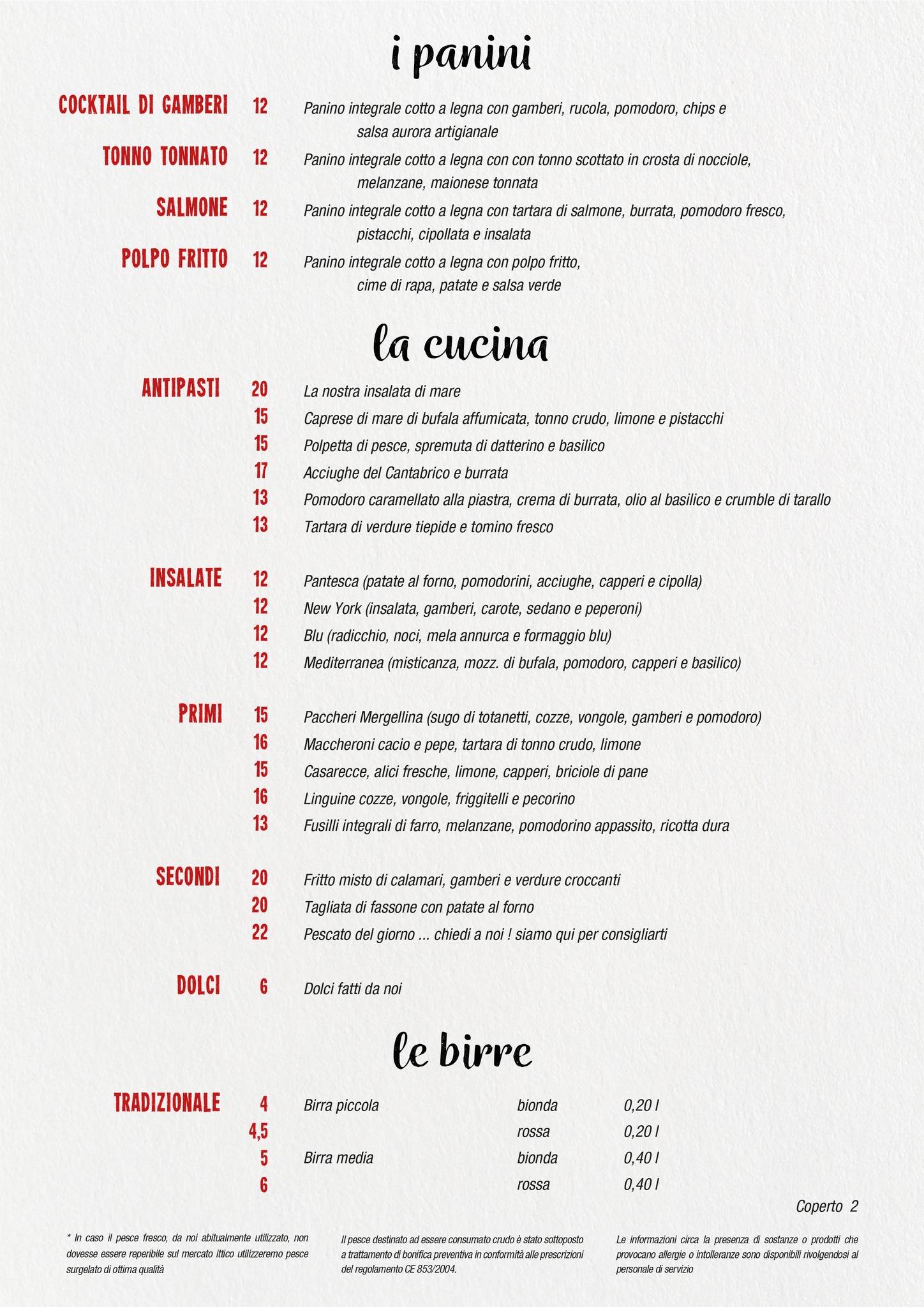 Menu di Ristorante Pizzeria Mergellina 