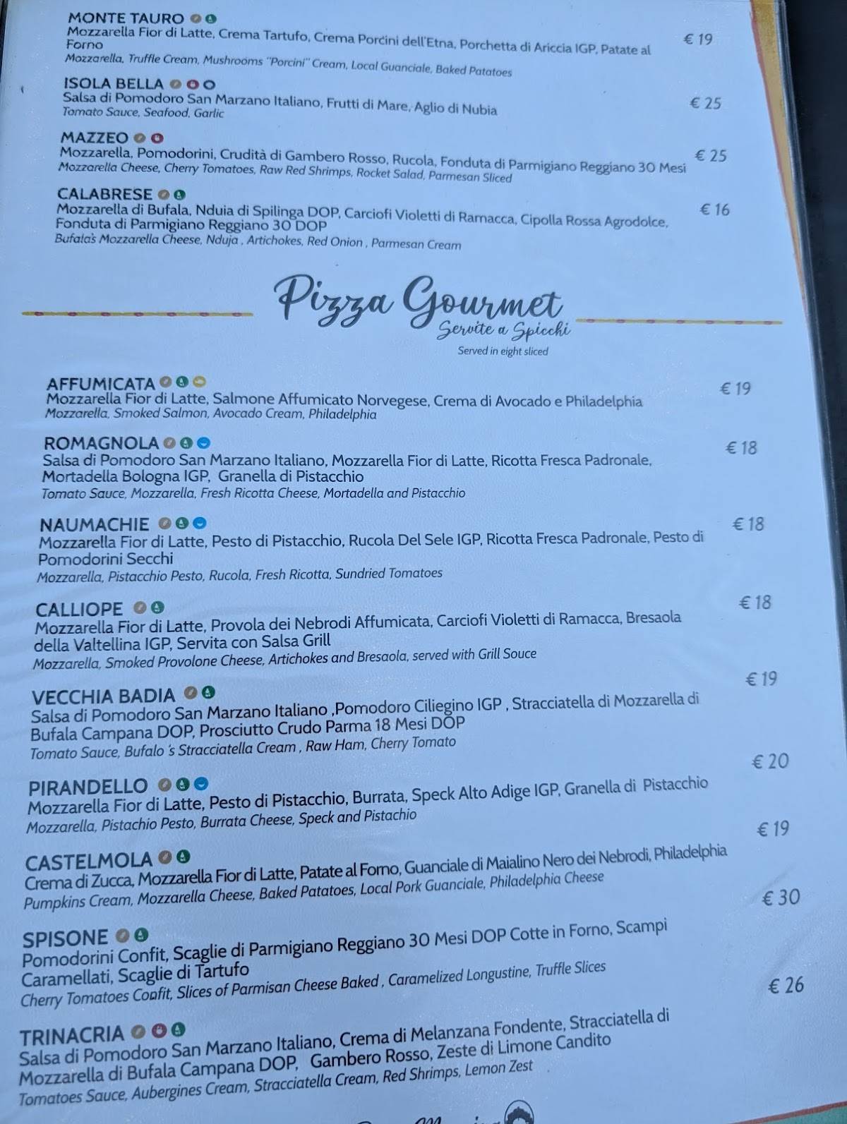 Menu di Ristorante Pizzeria Porta Messina 