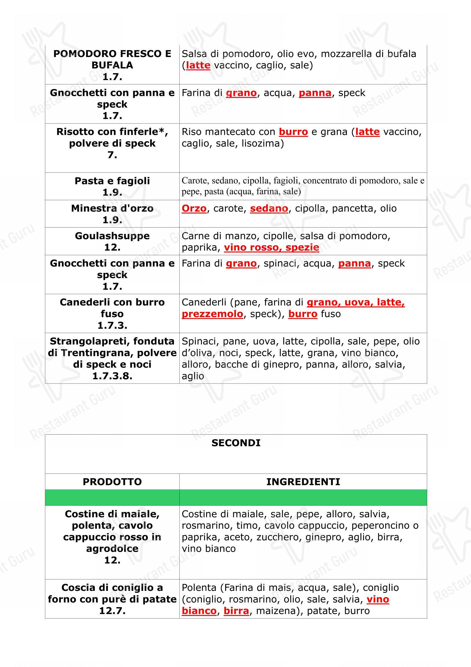 Menu per Ristorante Pizzeria Roma in Tesero