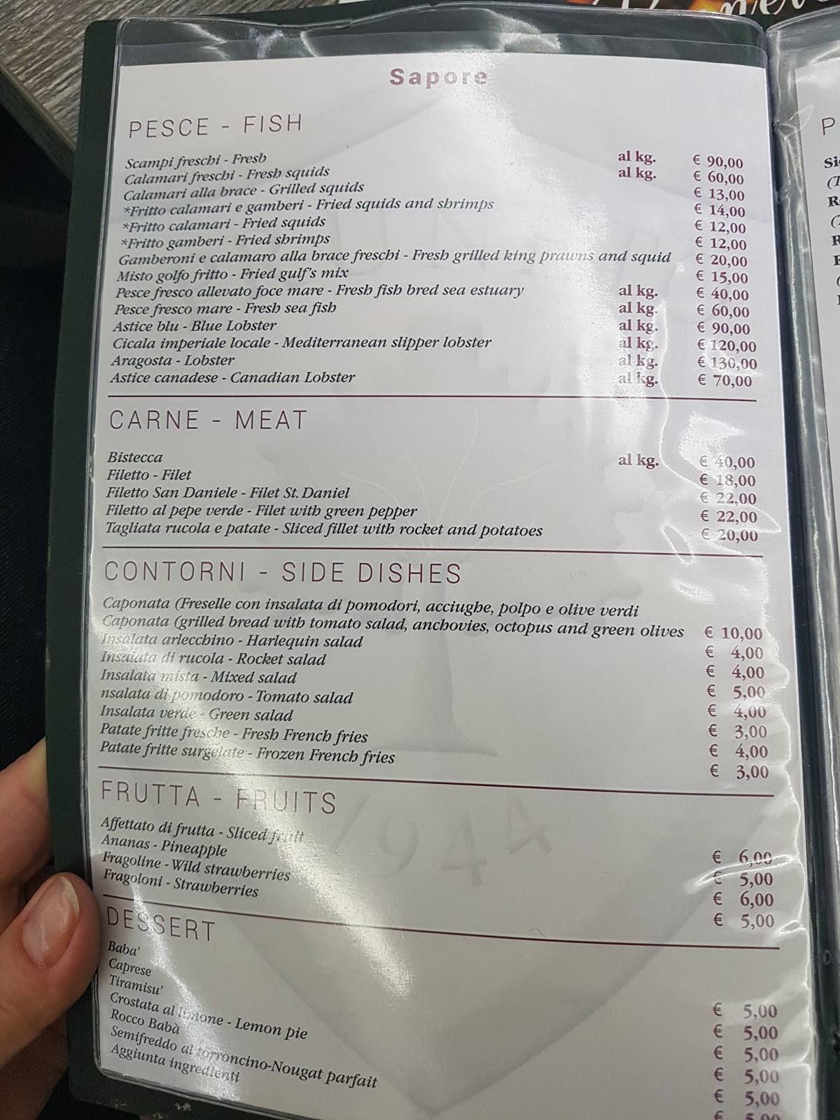 Menu di Ristorante Pruneto 1944 