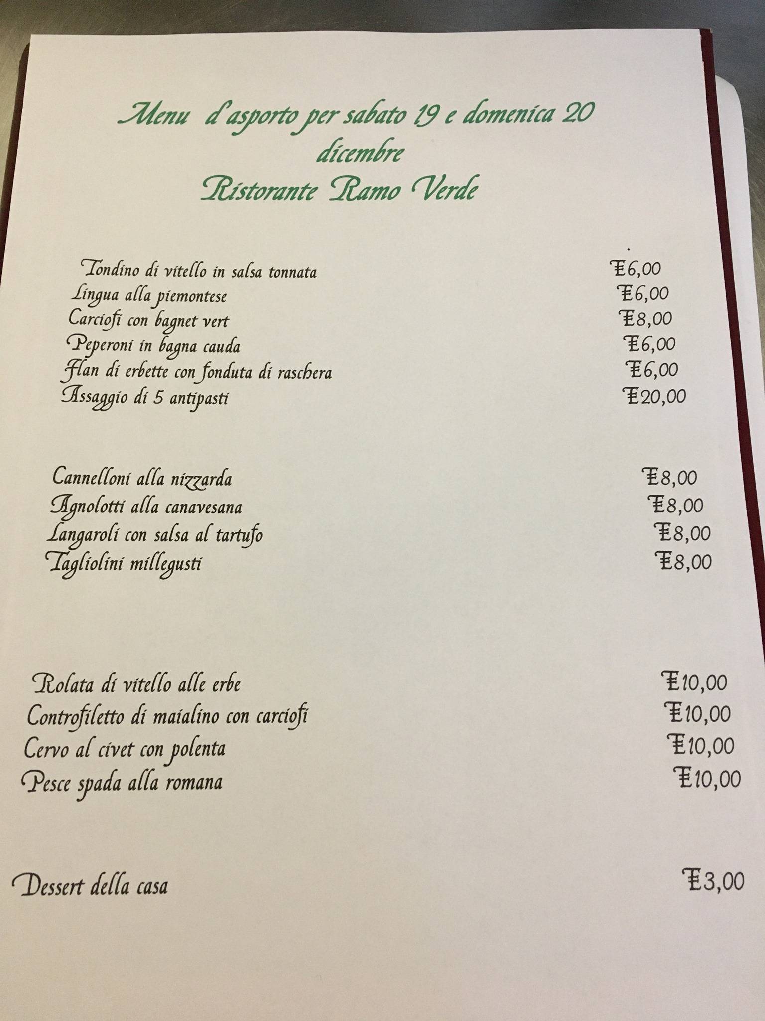 Menu di Ristorante Ramo Verde 