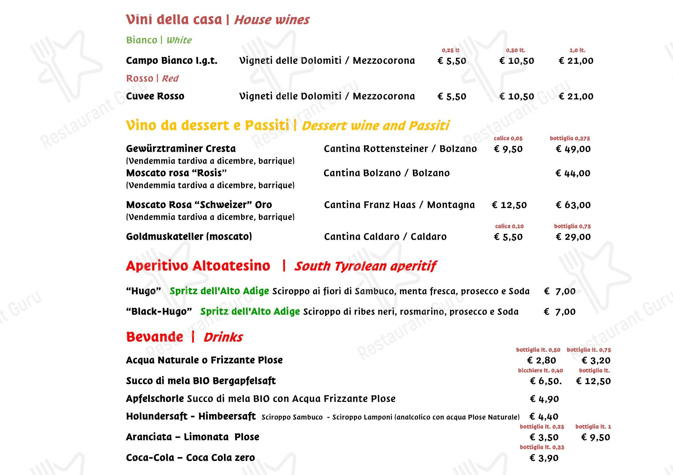 Menu per Ristorante Rifugio, Milano ristorante
