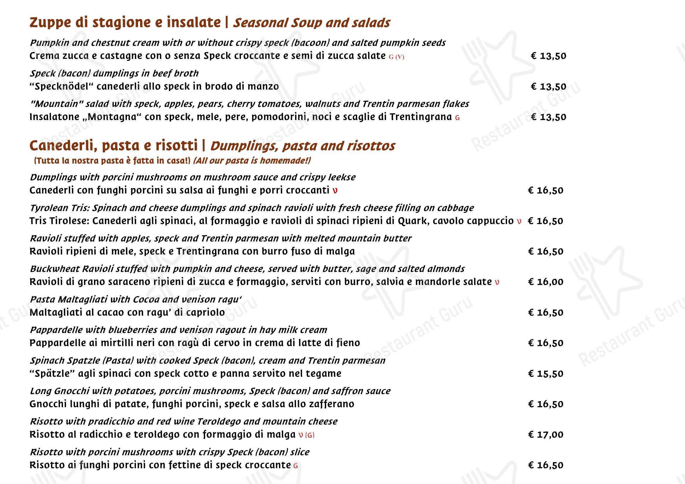Menu per Ristorante Rifugio, Milano ristorante
