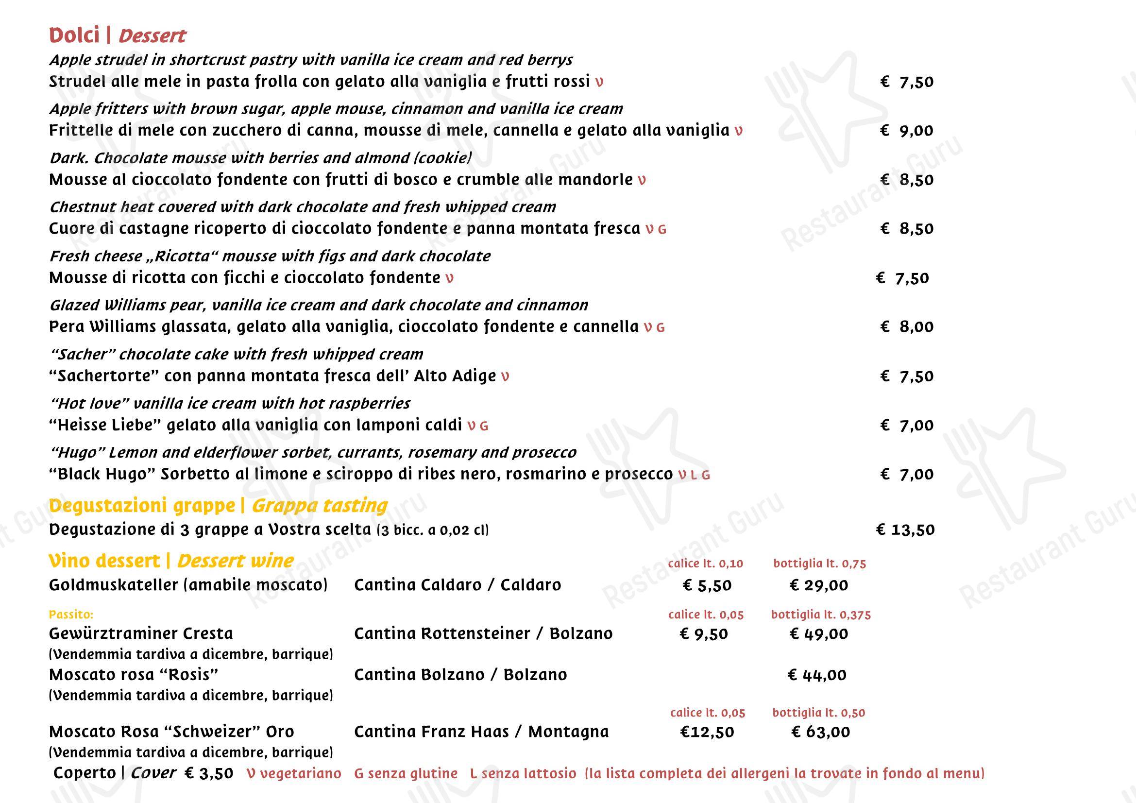 Menu per Ristorante Rifugio, Milano in Milano