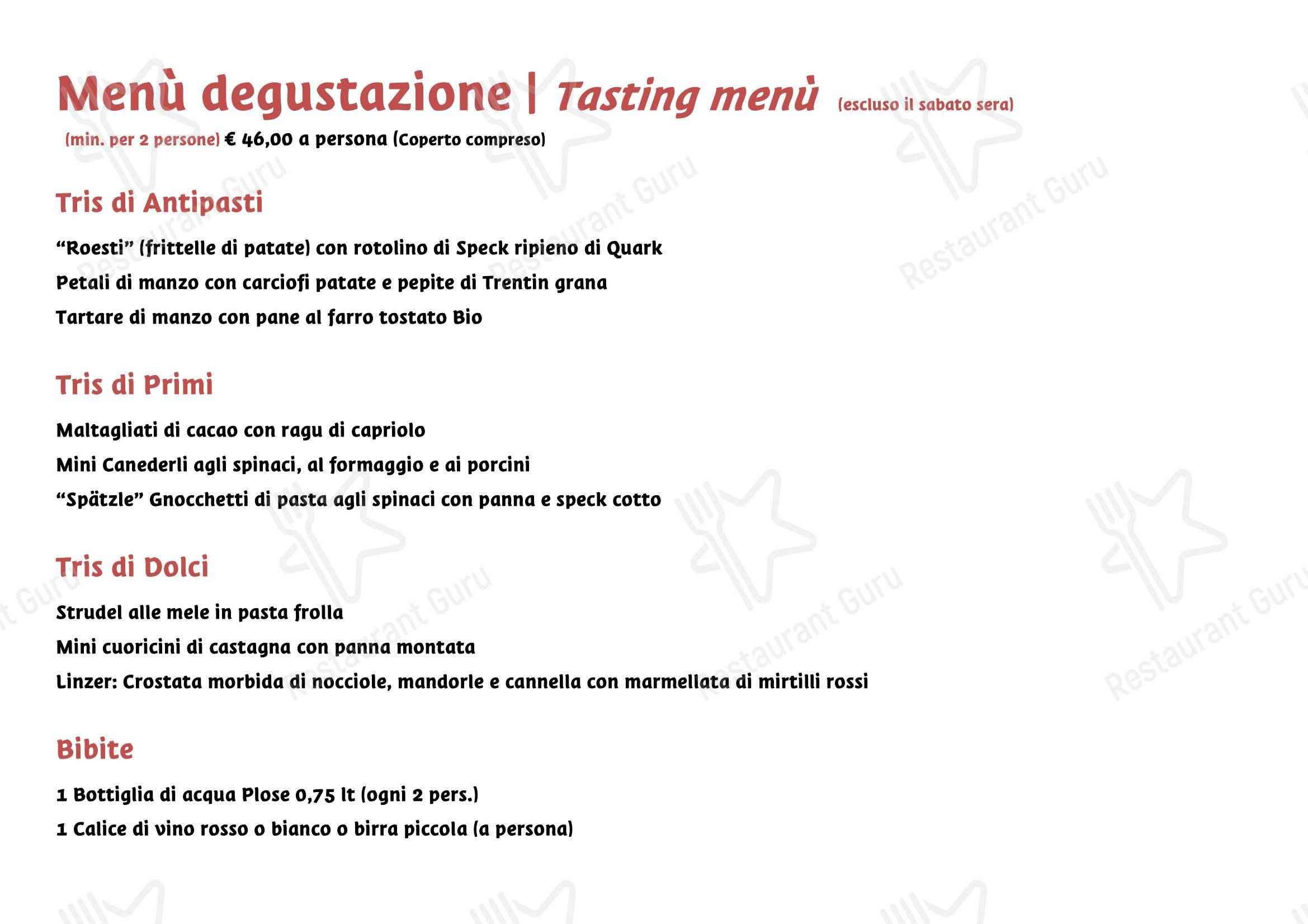 Menu per Ristorante Rifugio, Milano ristorante