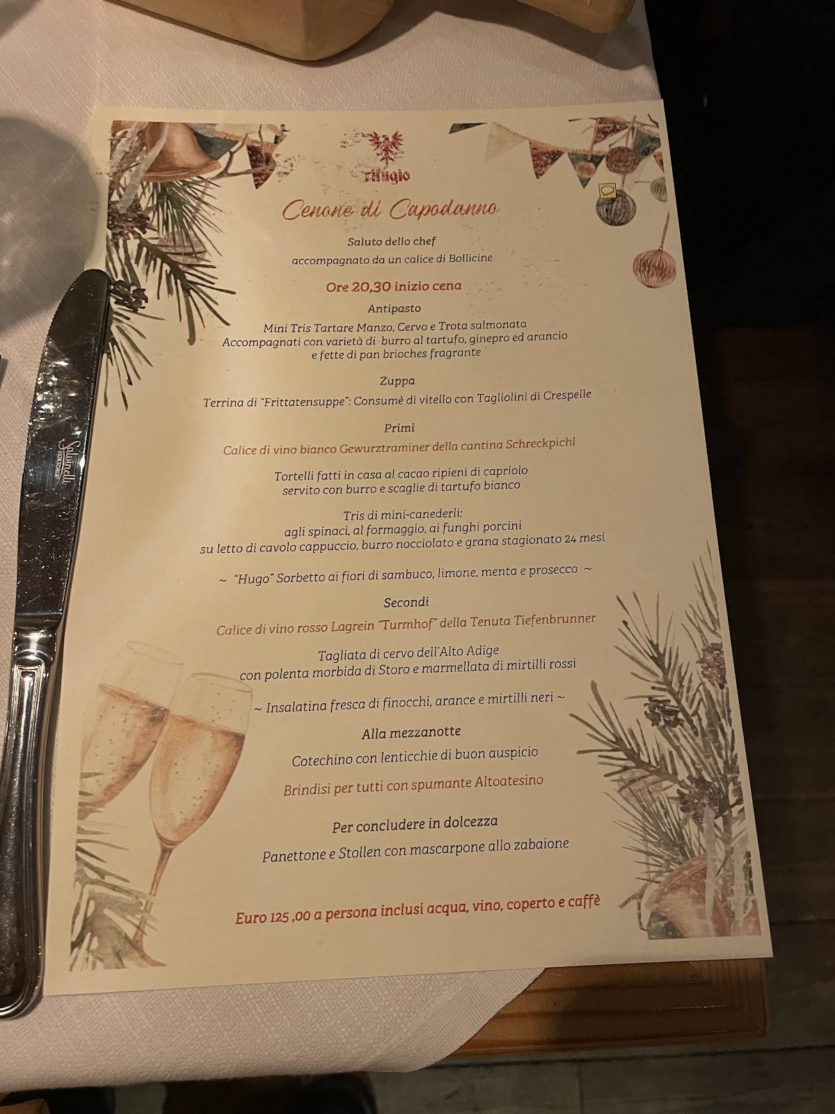 Menu di Ristorante Rifugio, Milano 