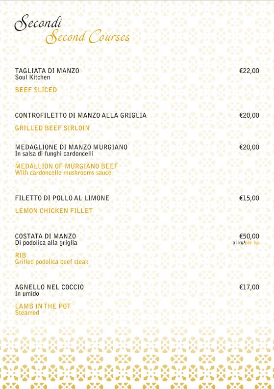 Menu di Ristorante Soul Kitchen 