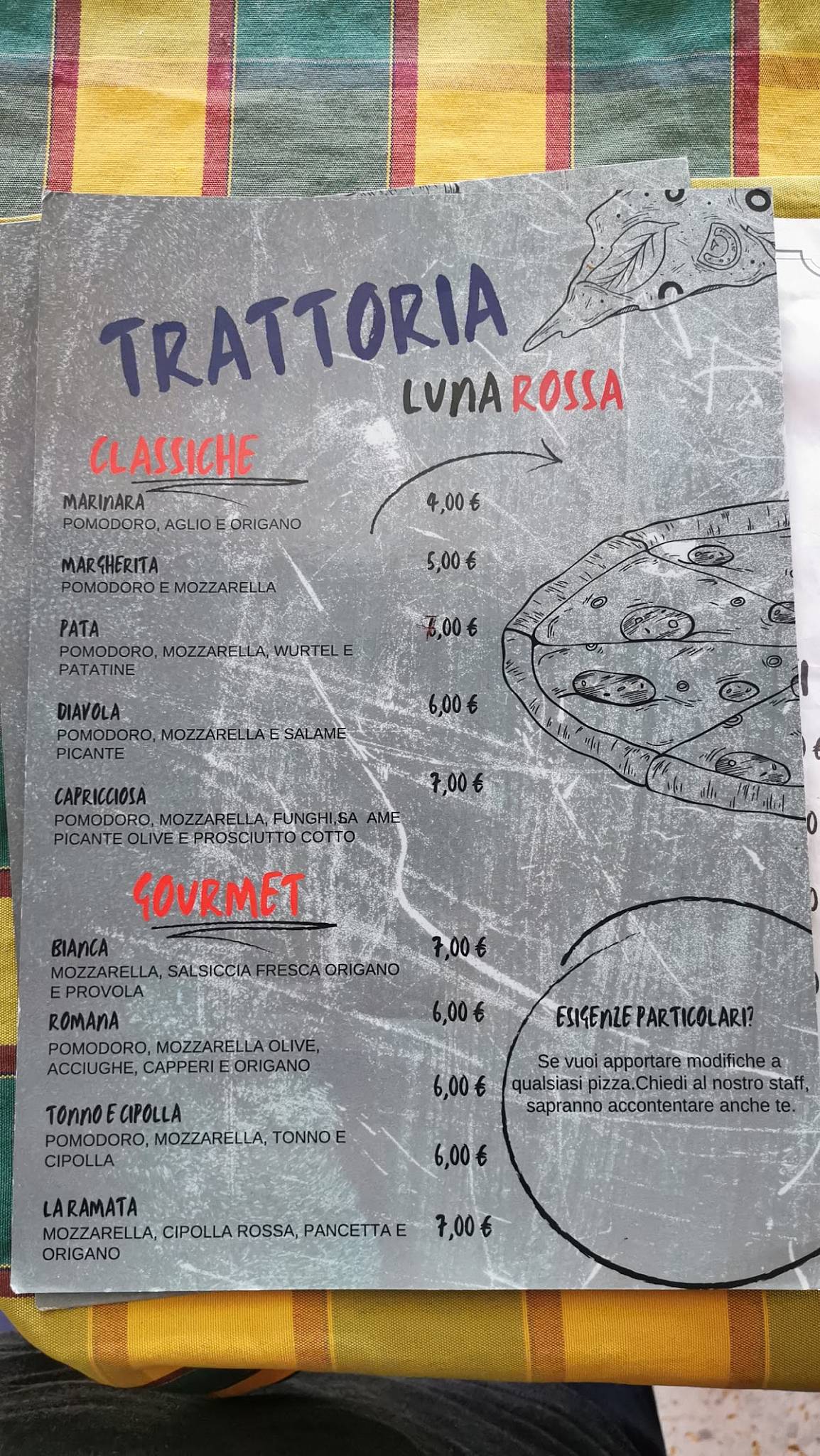 Menu di Ristorante Trattoria Pizzeria Luna Rossa 