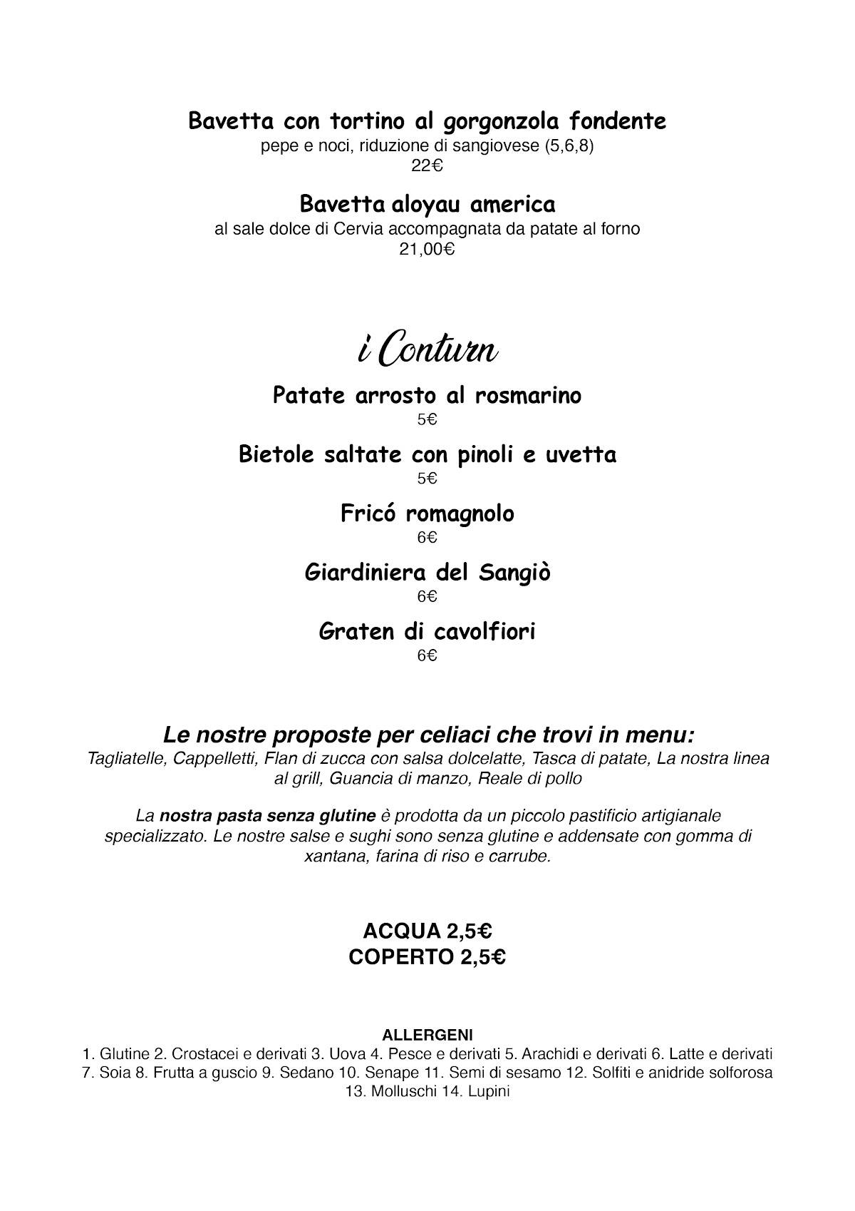 Menu di Al Sangiò - Magna e bè 