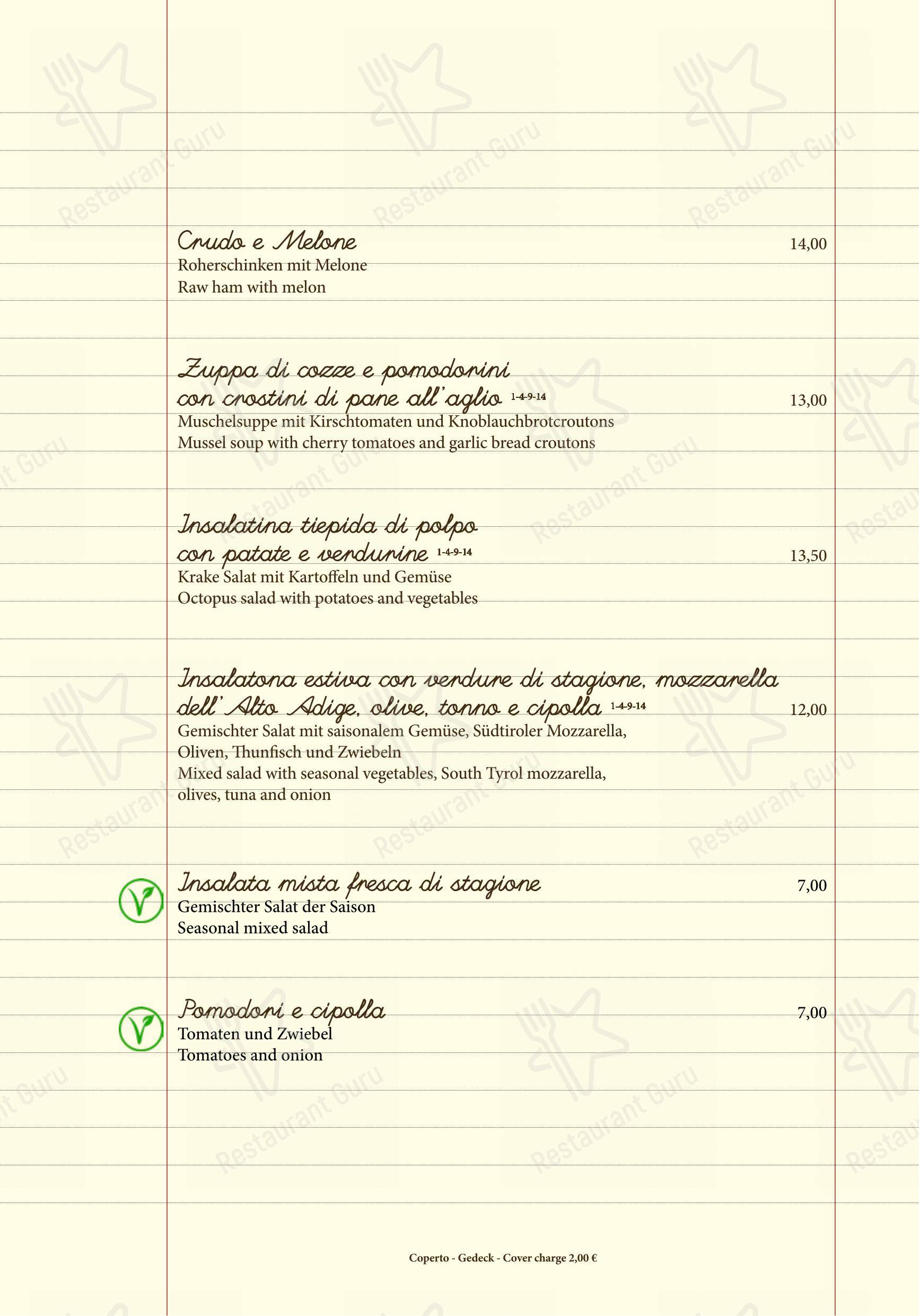 Menu bar per Ristorante alla Lega in Arco