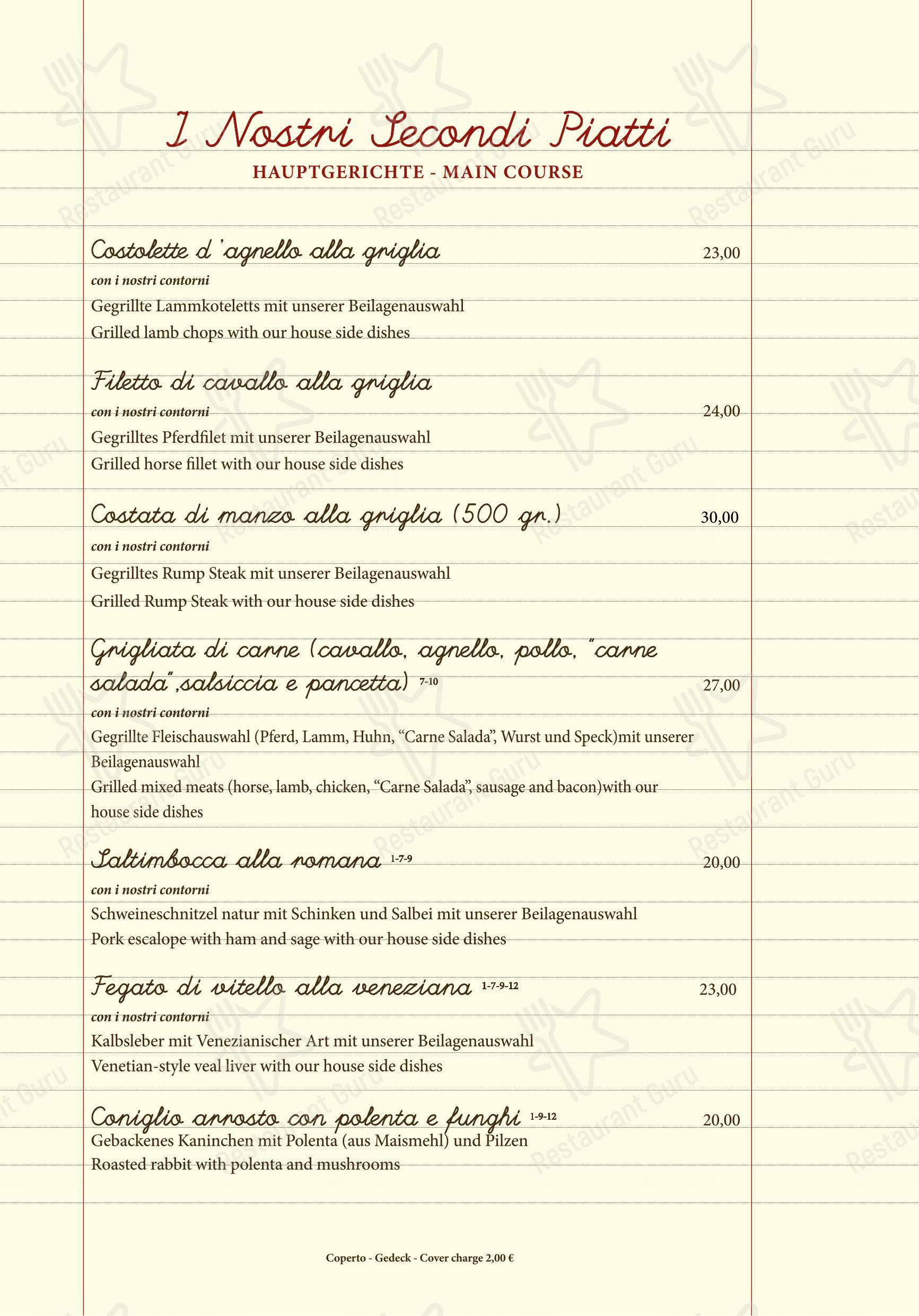 Ristorante alla Lega in Arco - Menu bar