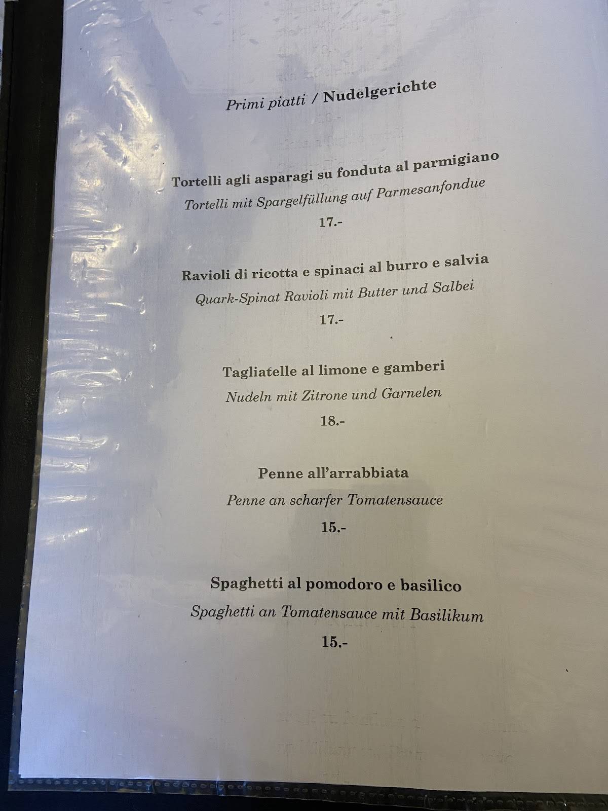 Menu di Ristorante alla Taverna 