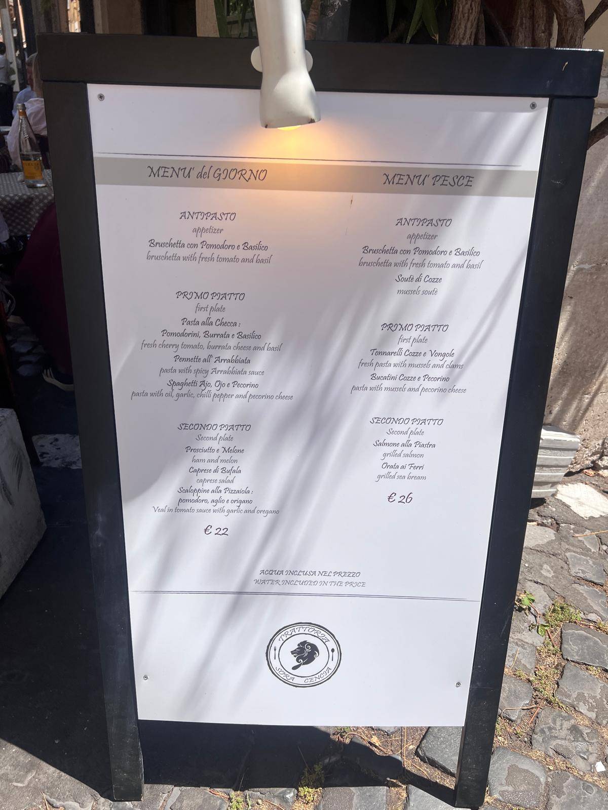 Menu di Ristorante da Cencia 