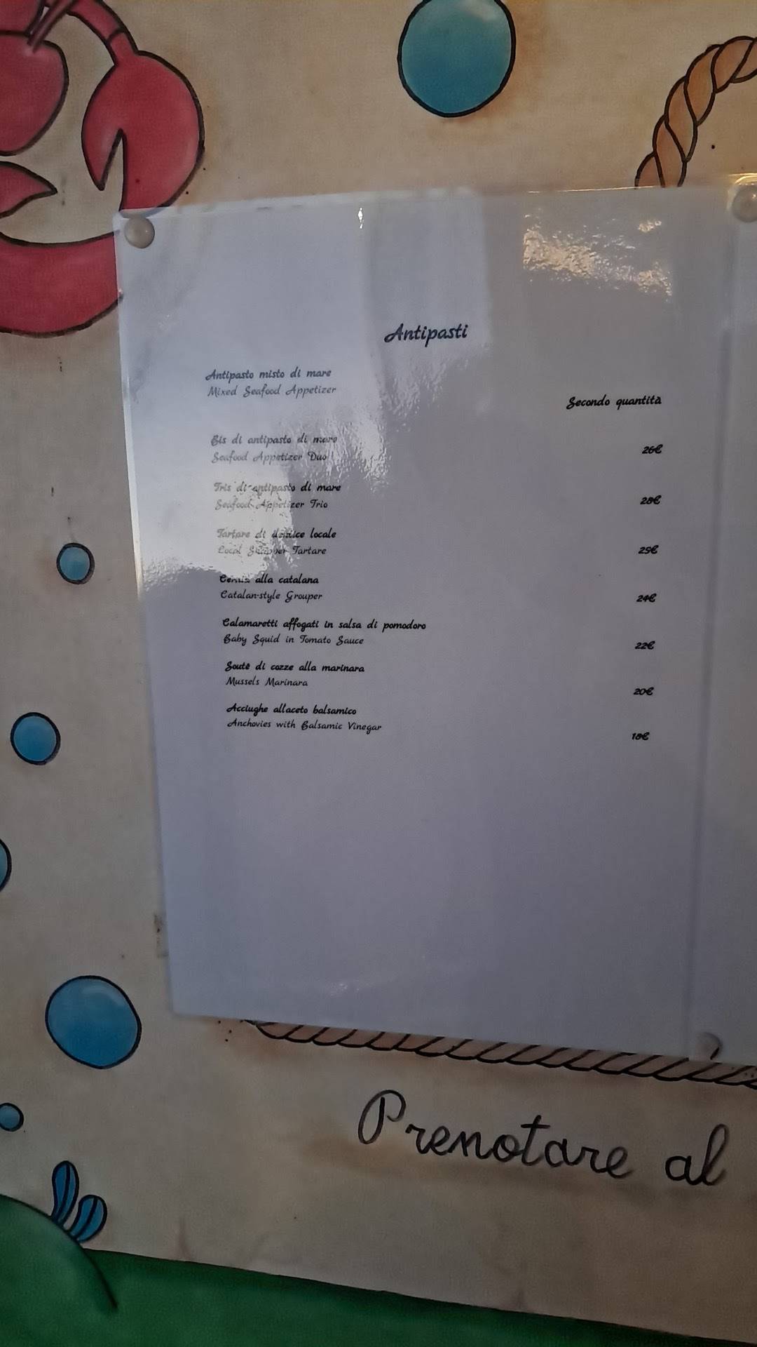Menu di Ristorante da Pasqualina 