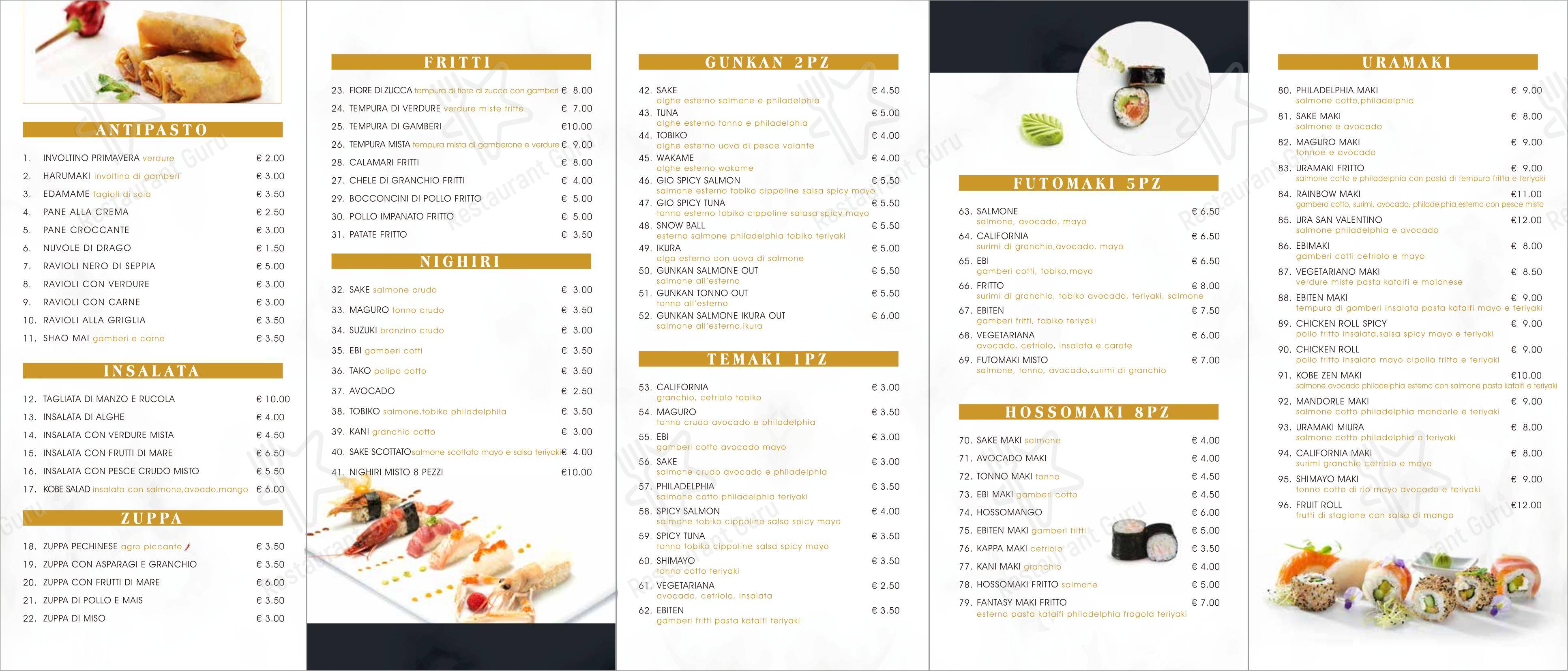 Menu di Ristorante kobezen Sushi - Menu bar