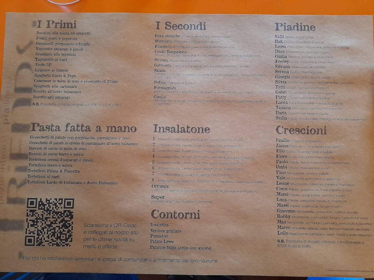 Menu di Ristorantino Friends 